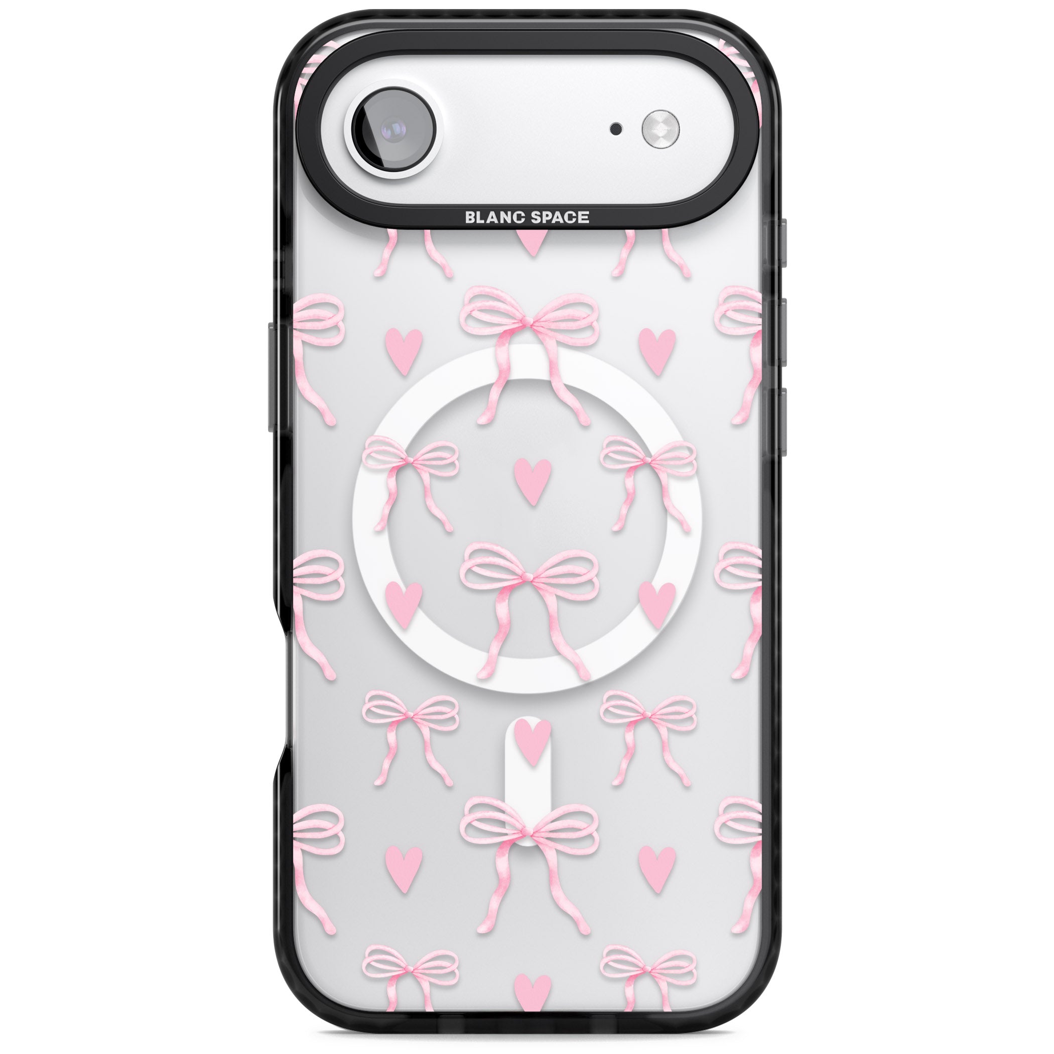 Pink Bows & Hearts iPhone 17 Air Impact Pro Black Phone Case