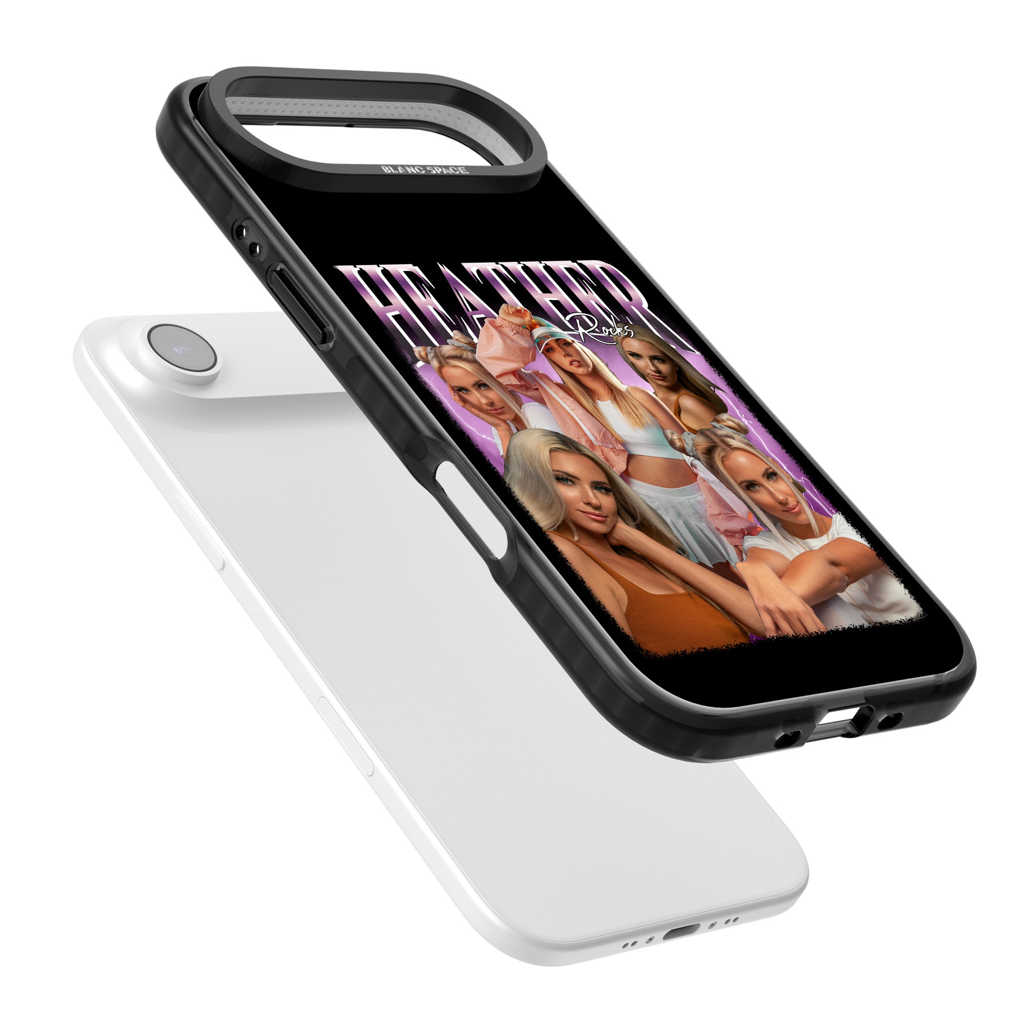 Personalised Airbrush Name & Photo Collage (Pink) iPhone 17 Air Impact Pro Black Phone Case Colours