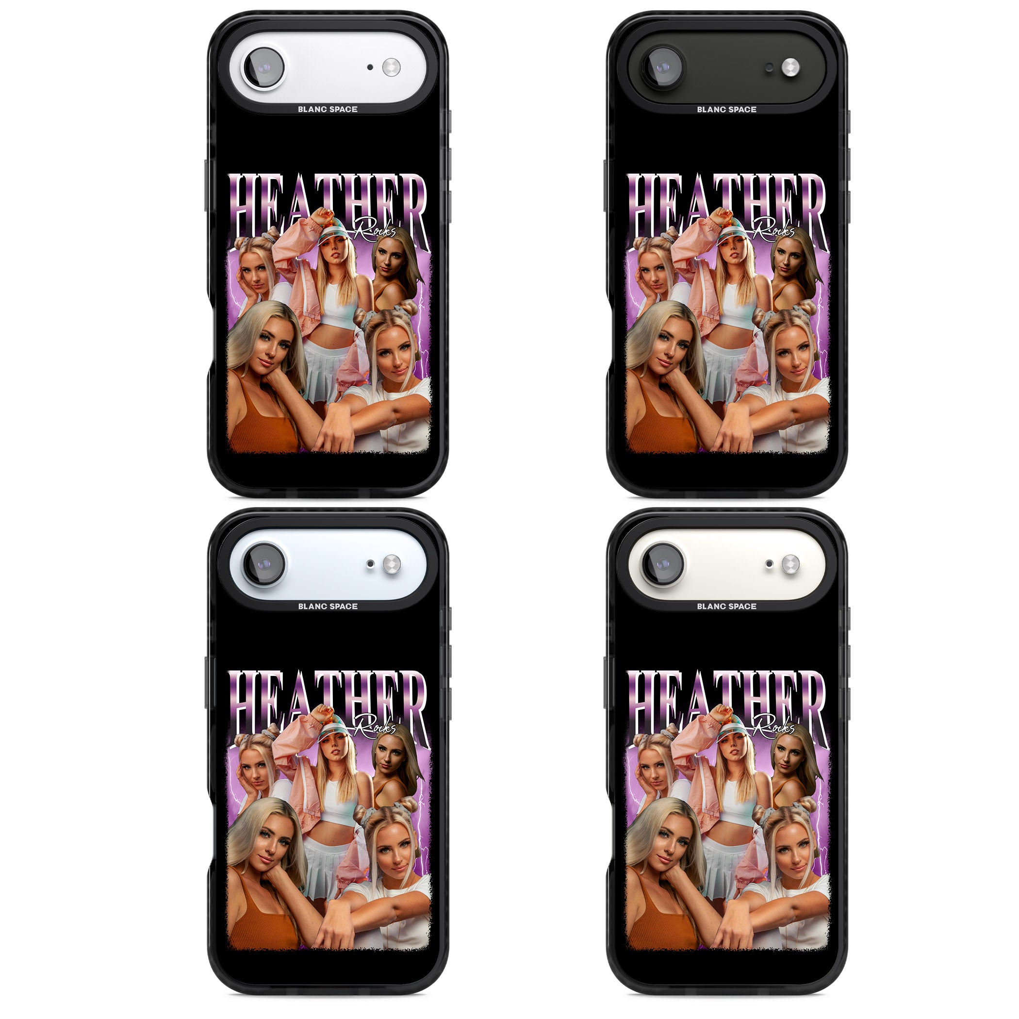 Personalised Airbrush Name & Photo Collage (Pink) iPhone 17 Air Impact Pro Black Phone Case APT Impact Protection