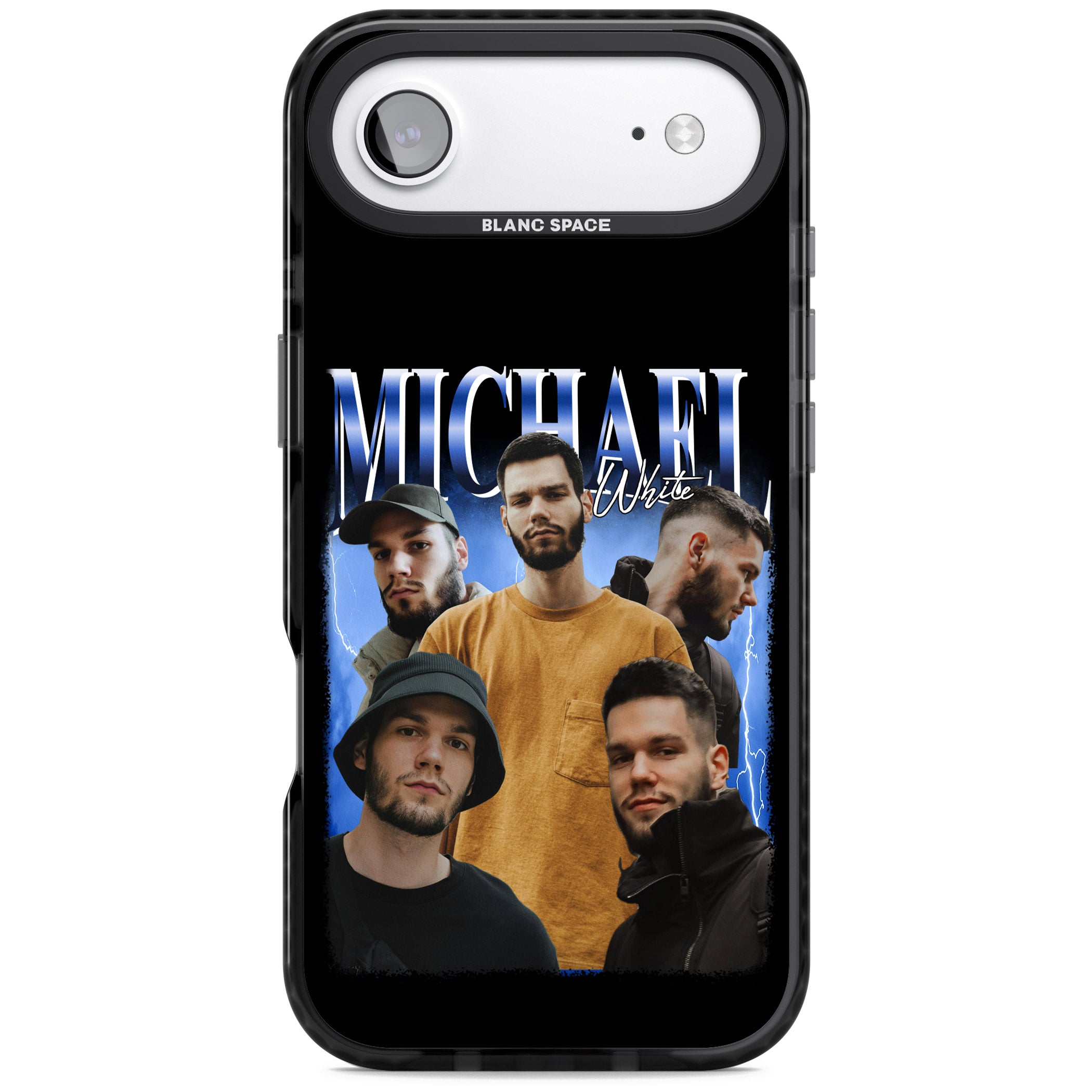 Personalised Airbrush Name & Photo Collage (Blue) iPhone 17 Air Impact Pro Black Phone Case