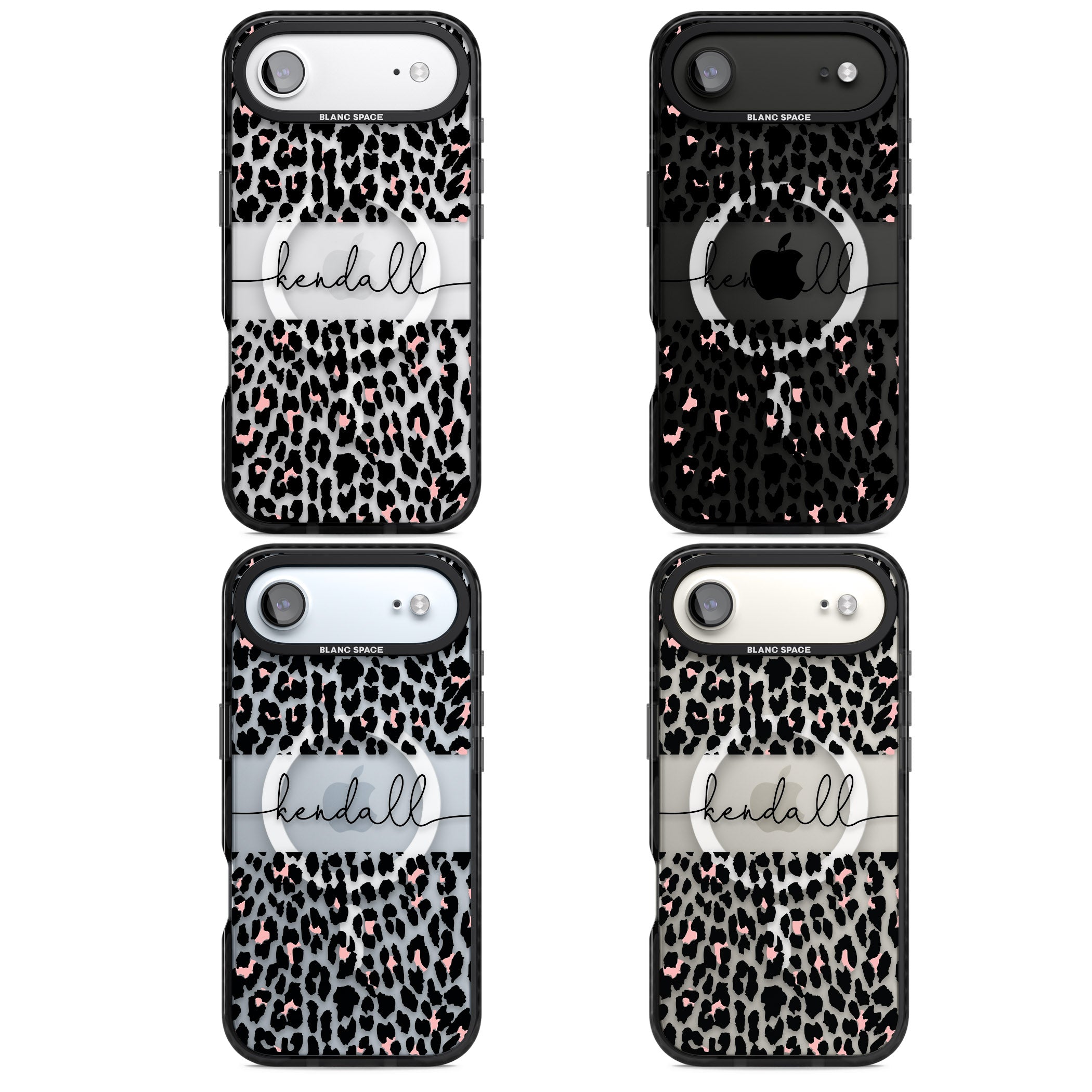 Personalised Cursive Leopard Spots iPhone 17 Air Impact Pro Black Phone Case APT Impact Protection