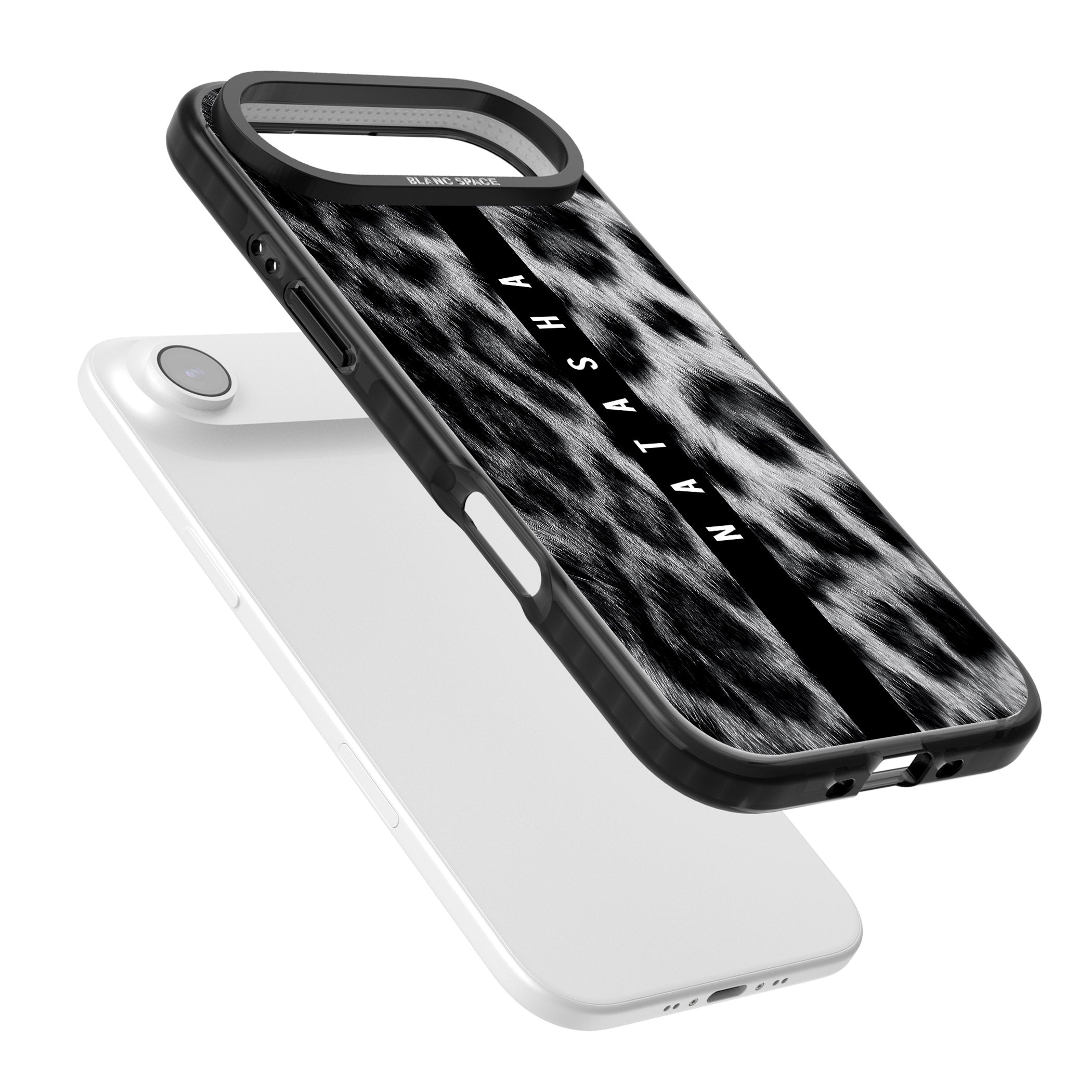 Personalised Snow Leopard Print iPhone 17 Air Impact Pro Black Phone Case Colours