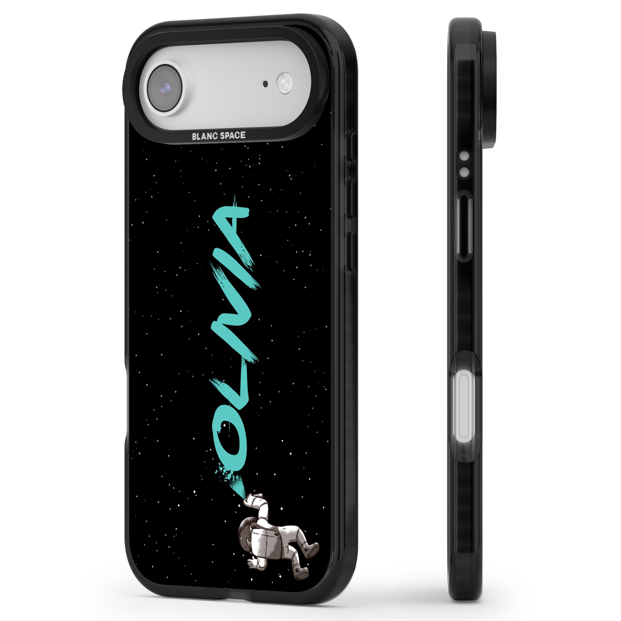 Personalised Astronaut Graffiti iPhone 17 Air Impact Pro Black Phone Case Side Profile