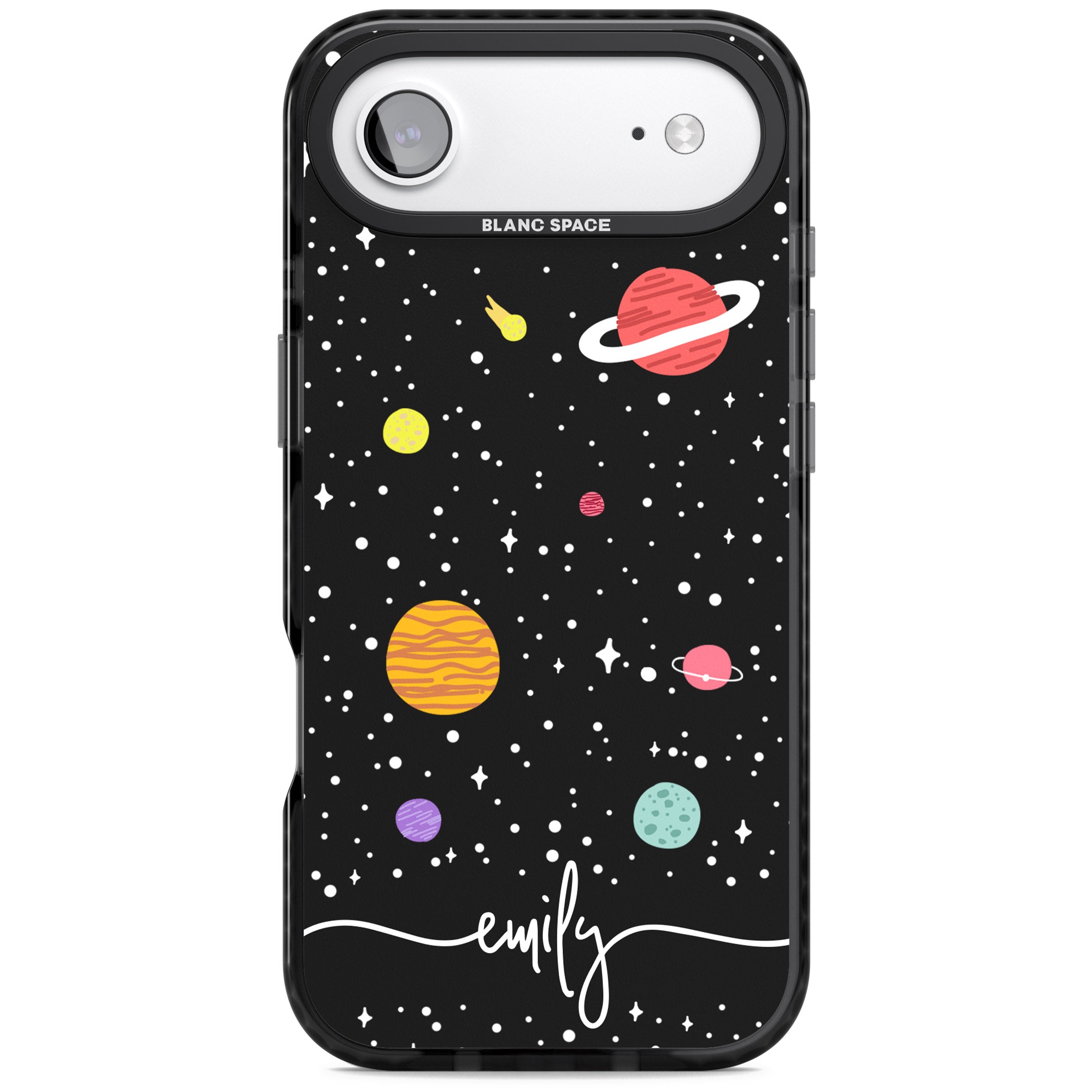 Personalised Cute Cartoon Planet iPhone 17 Air Impact Pro Black Phone Case