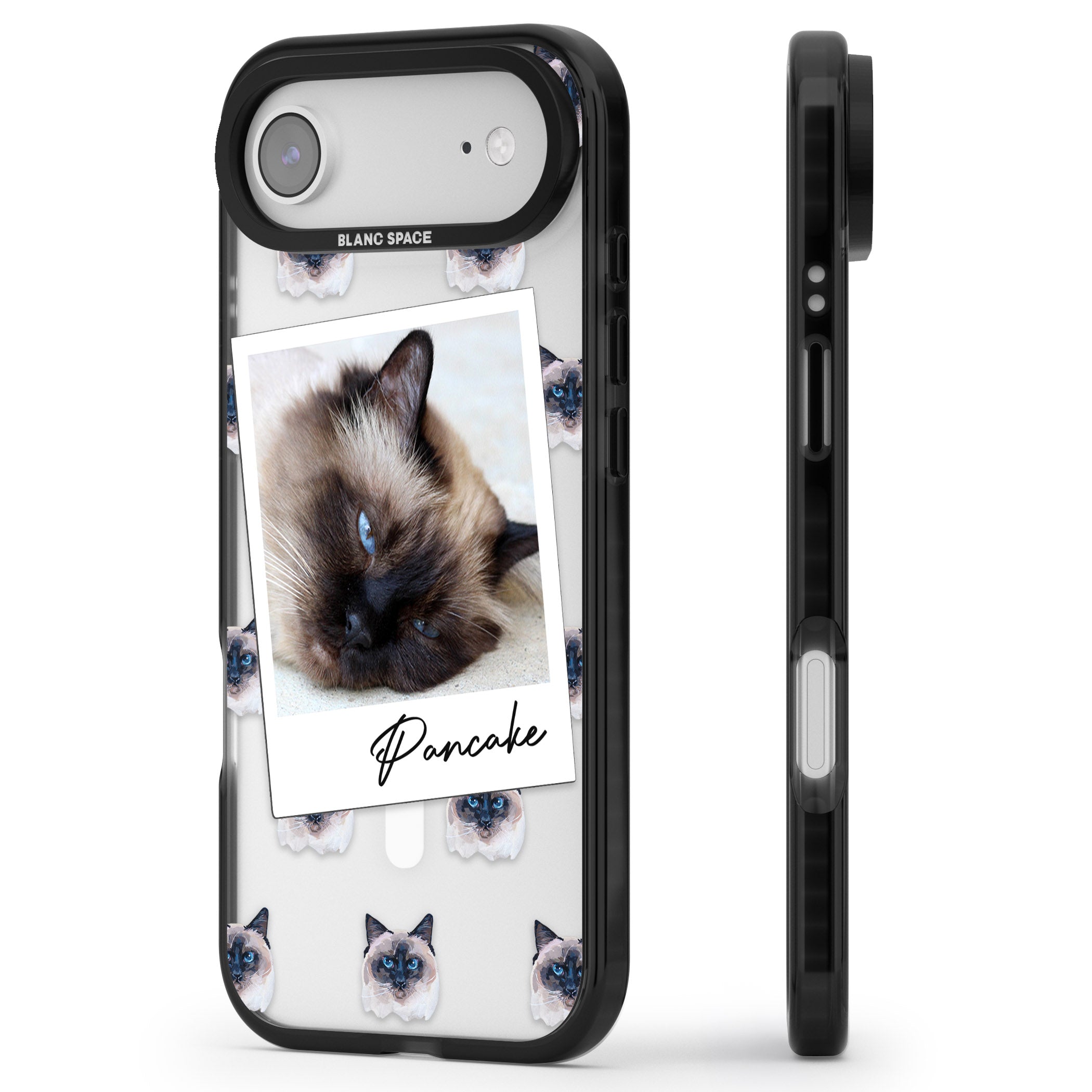 Personalised Burmese Cat Photo iPhone 17 Air Impact Pro Black Phone Case Side Profile