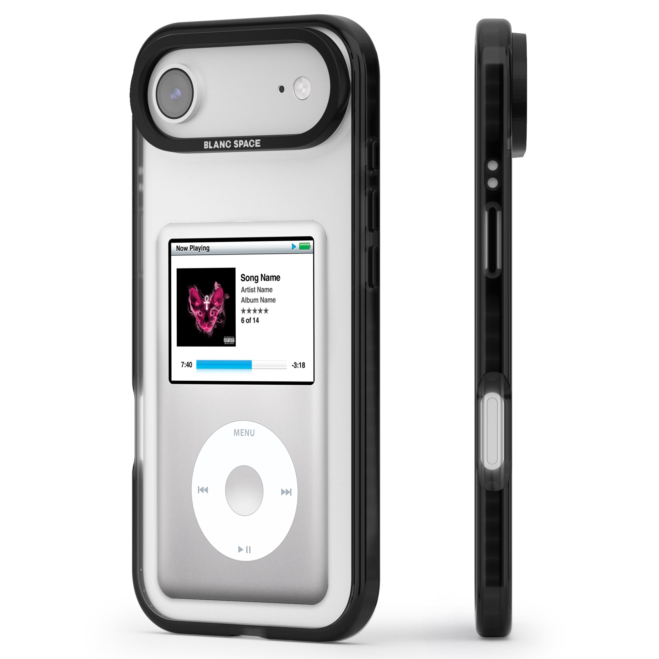 Personalised Classic Ipod iPhone 17 Air Impact Pro Black Phone Case Side Profile