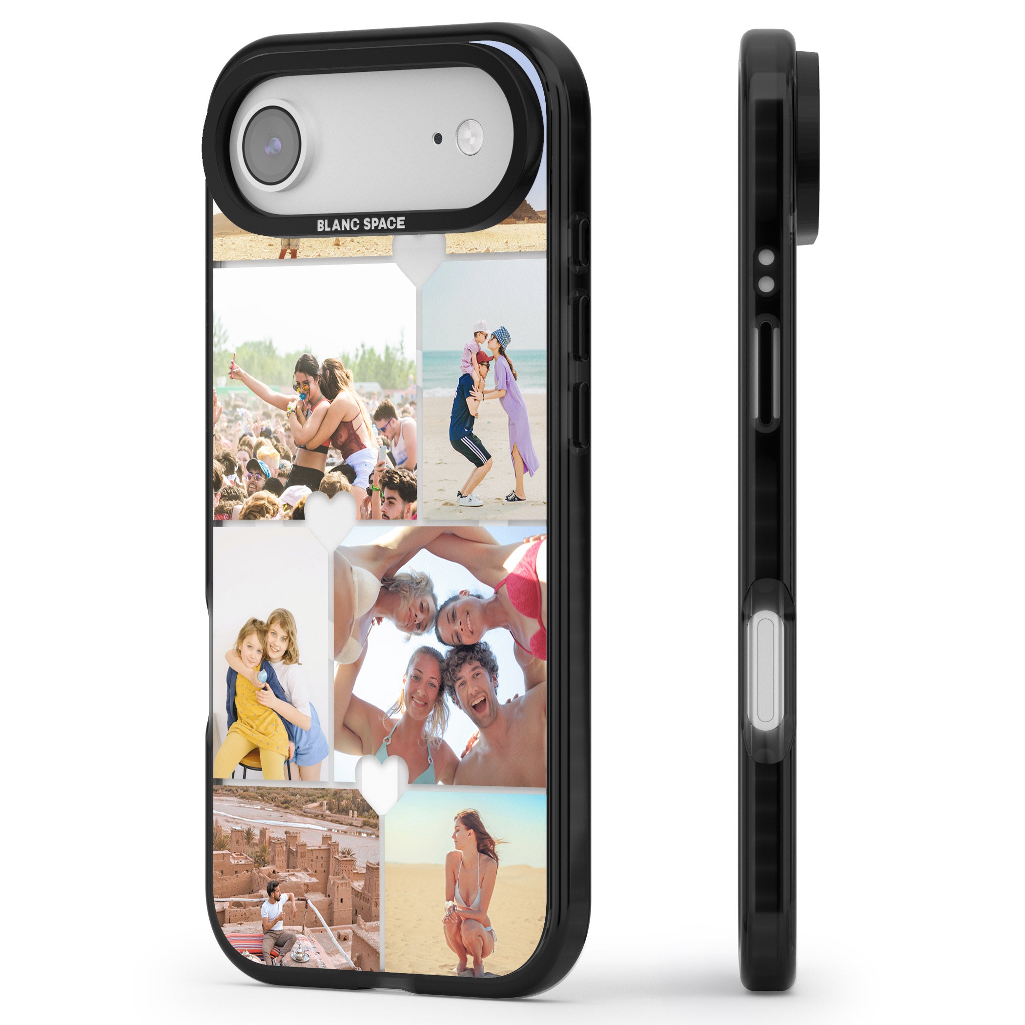 Personalised Heart Photo Grid iPhone 17 Air Impact Pro Black Phone Case Side Profile