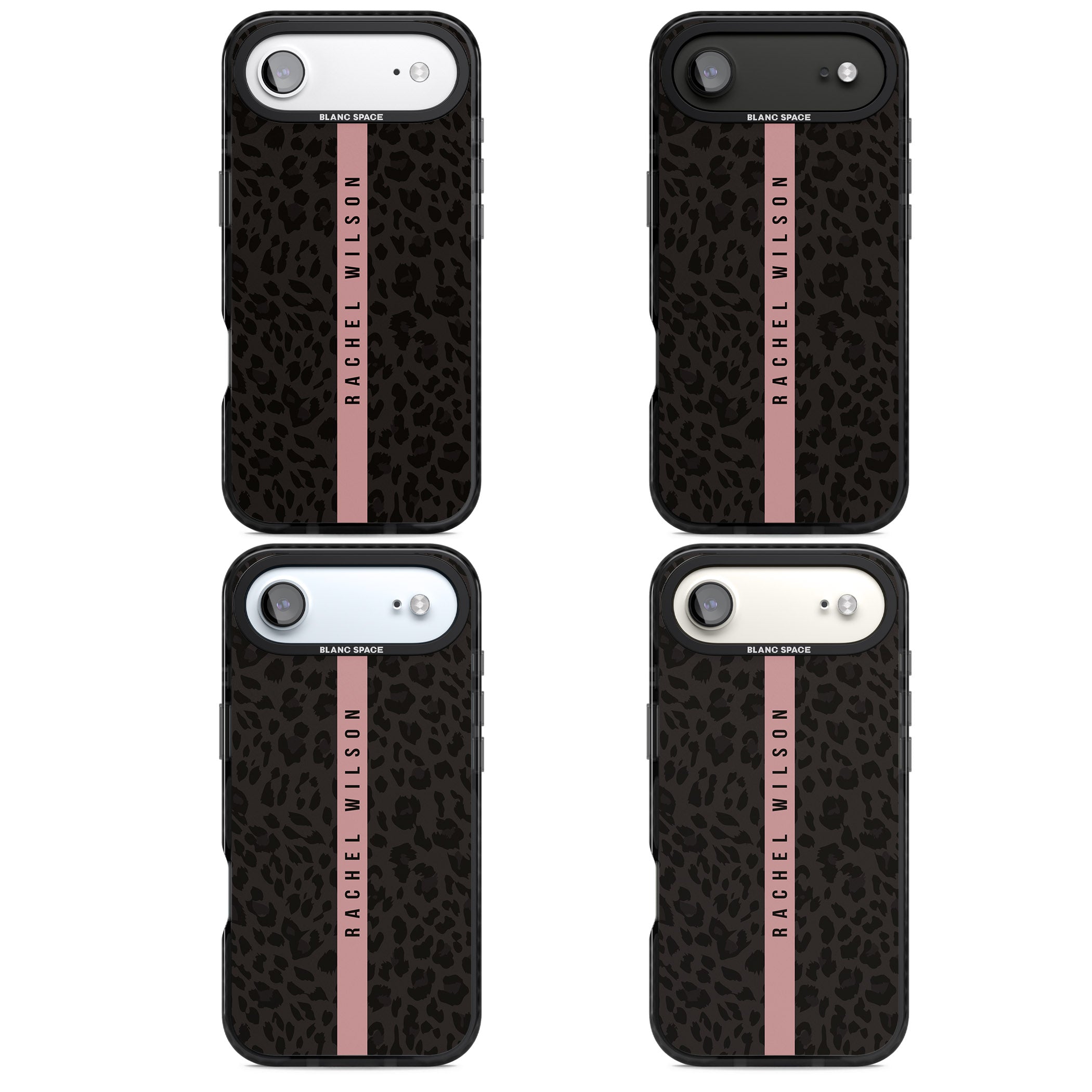 Personalised Pink Stripe Leopard iPhone 17 Air Impact Pro Black Phone Case APT Impact Protection