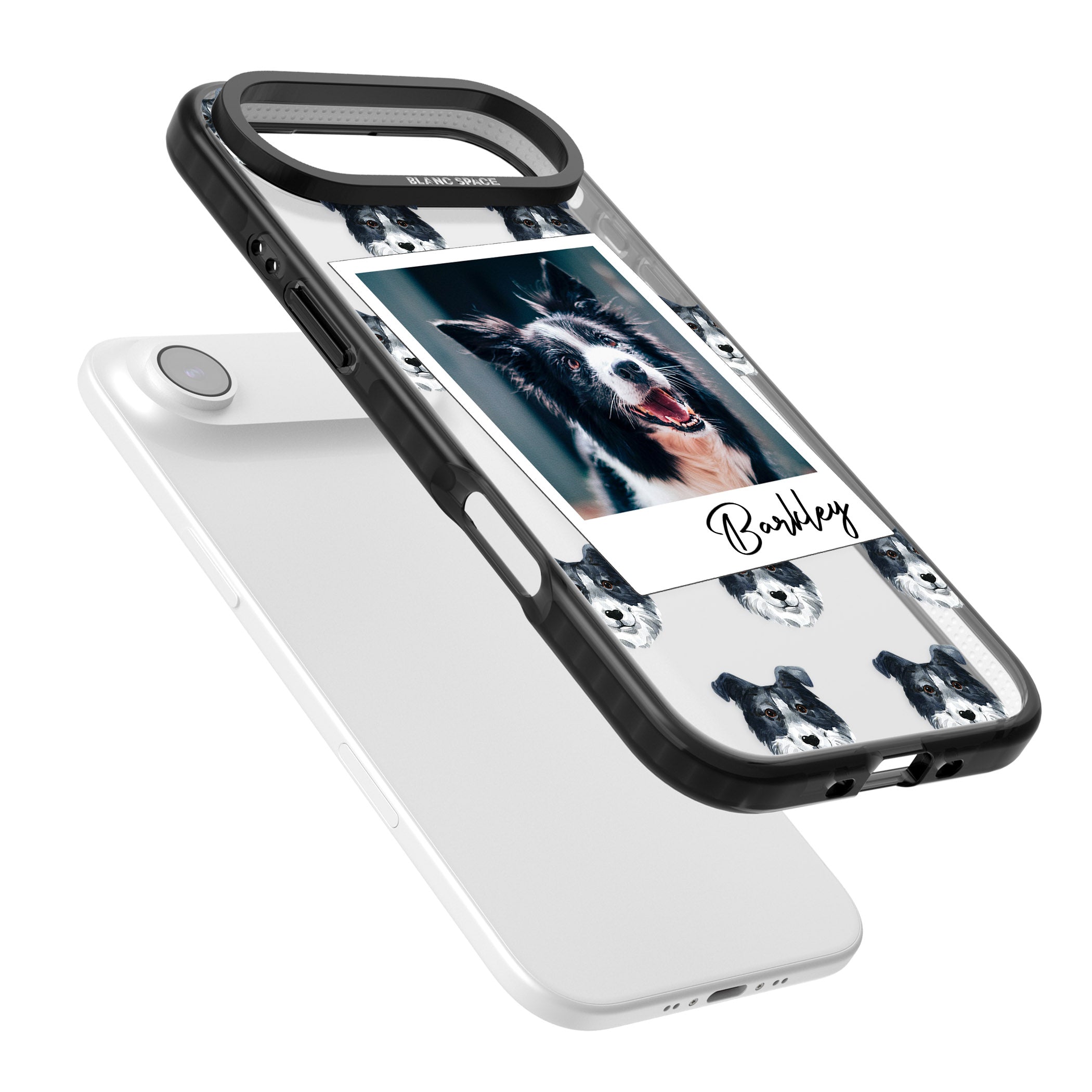Personalised Border Collie Instant Camera Photo iPhone 17 Air Impact Pro Black Phone Case Colours
