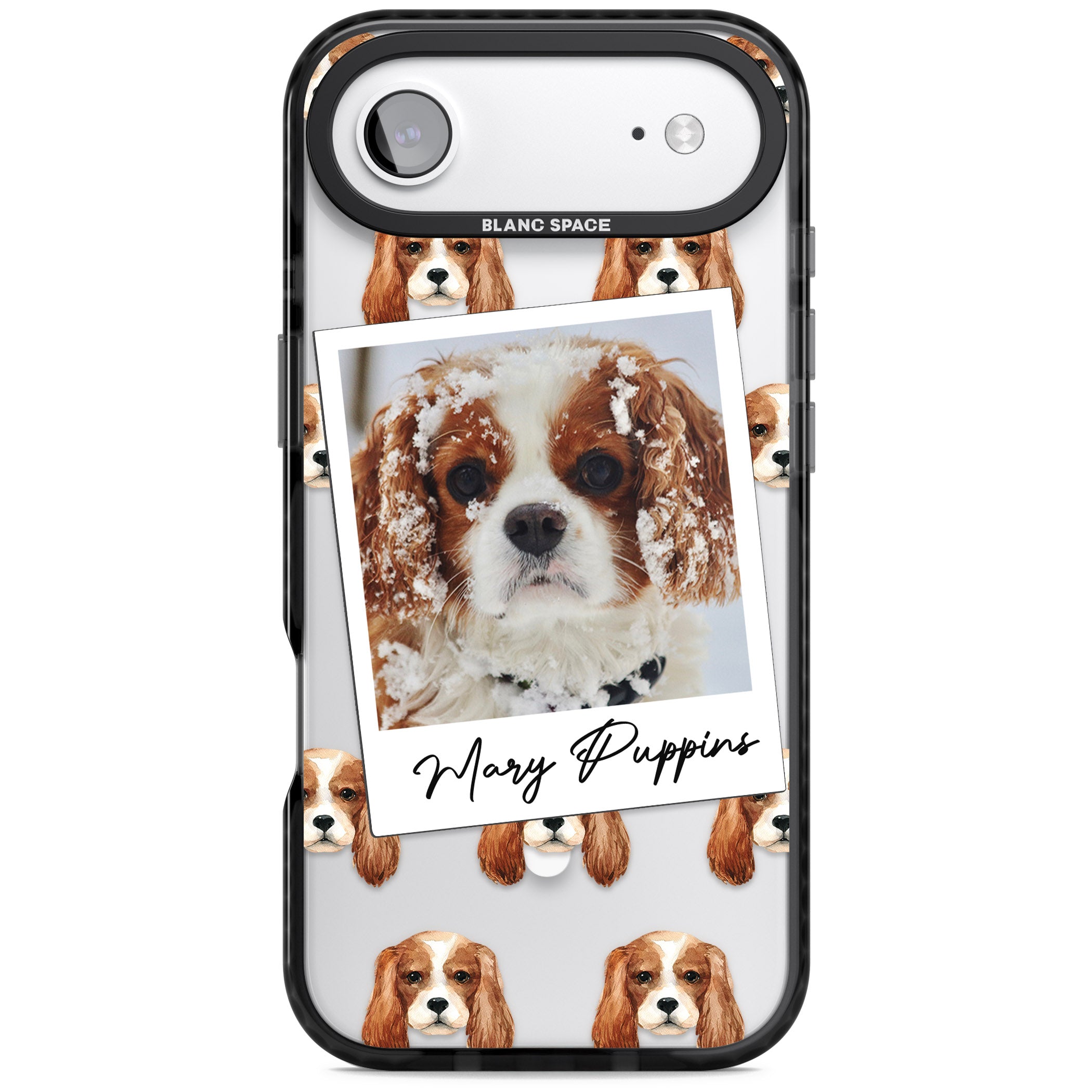 Personalised Cavalier King Charles Instant Camera Photo iPhone 17 Air Impact Pro Black Phone Case