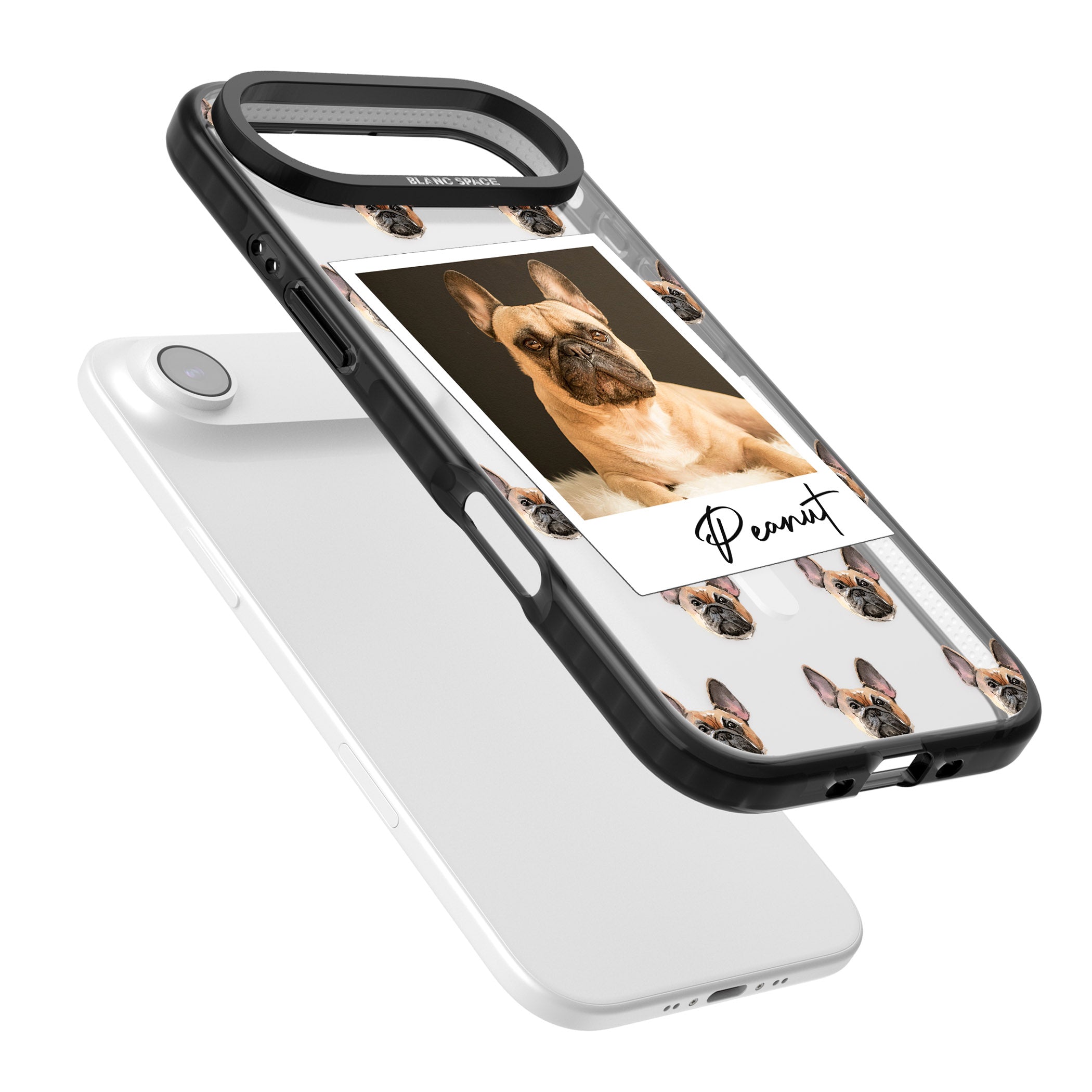 Personalised Tan French Bulldog Instant Camera Photo iPhone 17 Air Impact Pro Black Phone Case Colours