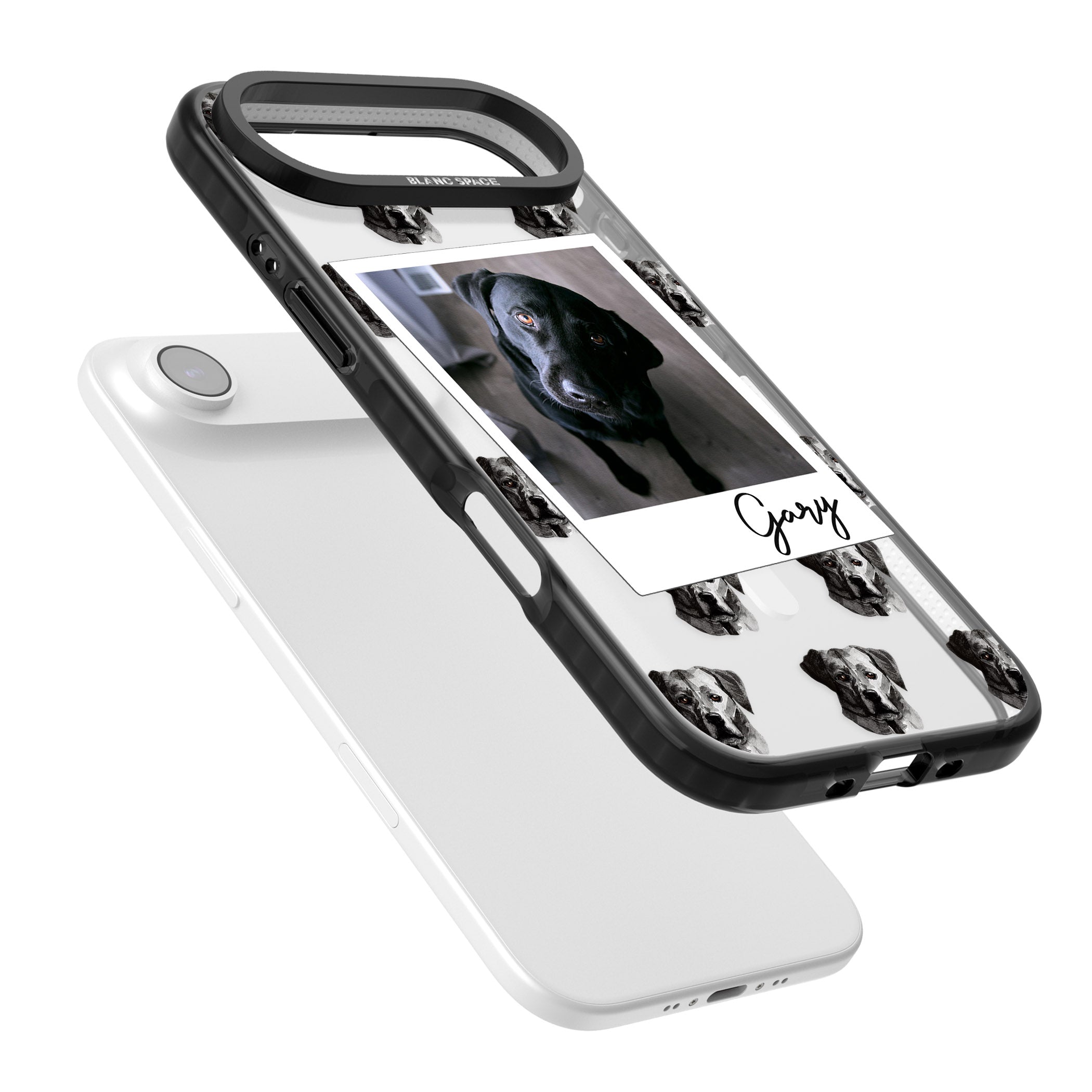 Personalised Black Labrador Instant Camera Photo iPhone 17 Air Impact Pro Black Phone Case Colours