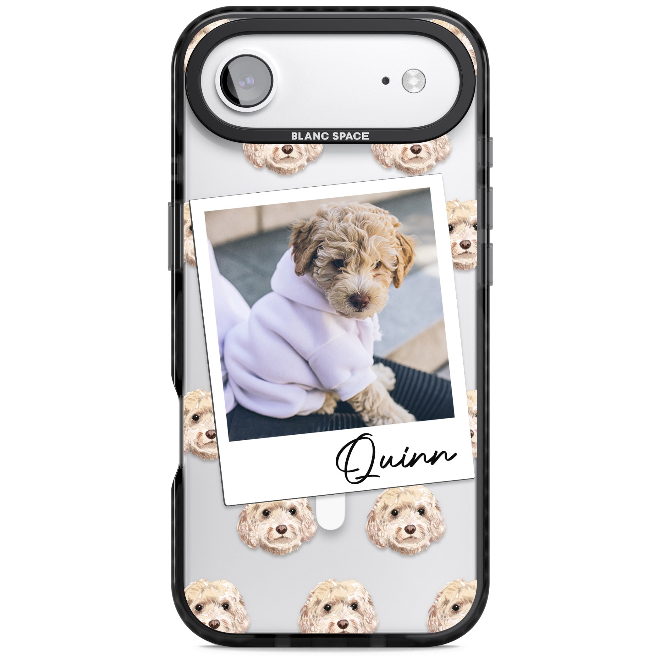 Personalised Cream Cockapoo Instant Camera Photo iPhone 17 Air Impact Pro Black Phone Case