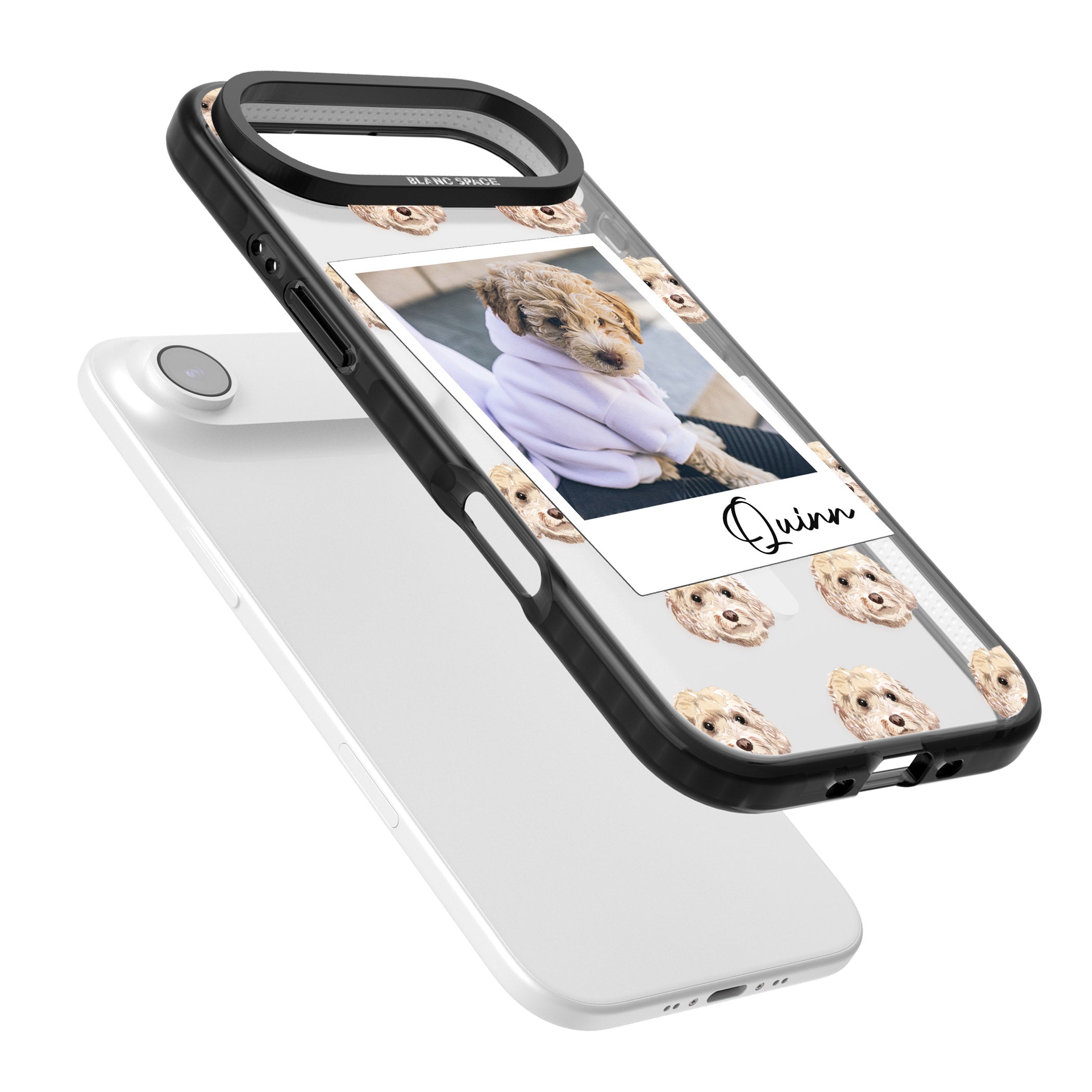 Personalised Cream Cockapoo Instant Camera Photo iPhone 17 Air Impact Pro Black Phone Case Colours