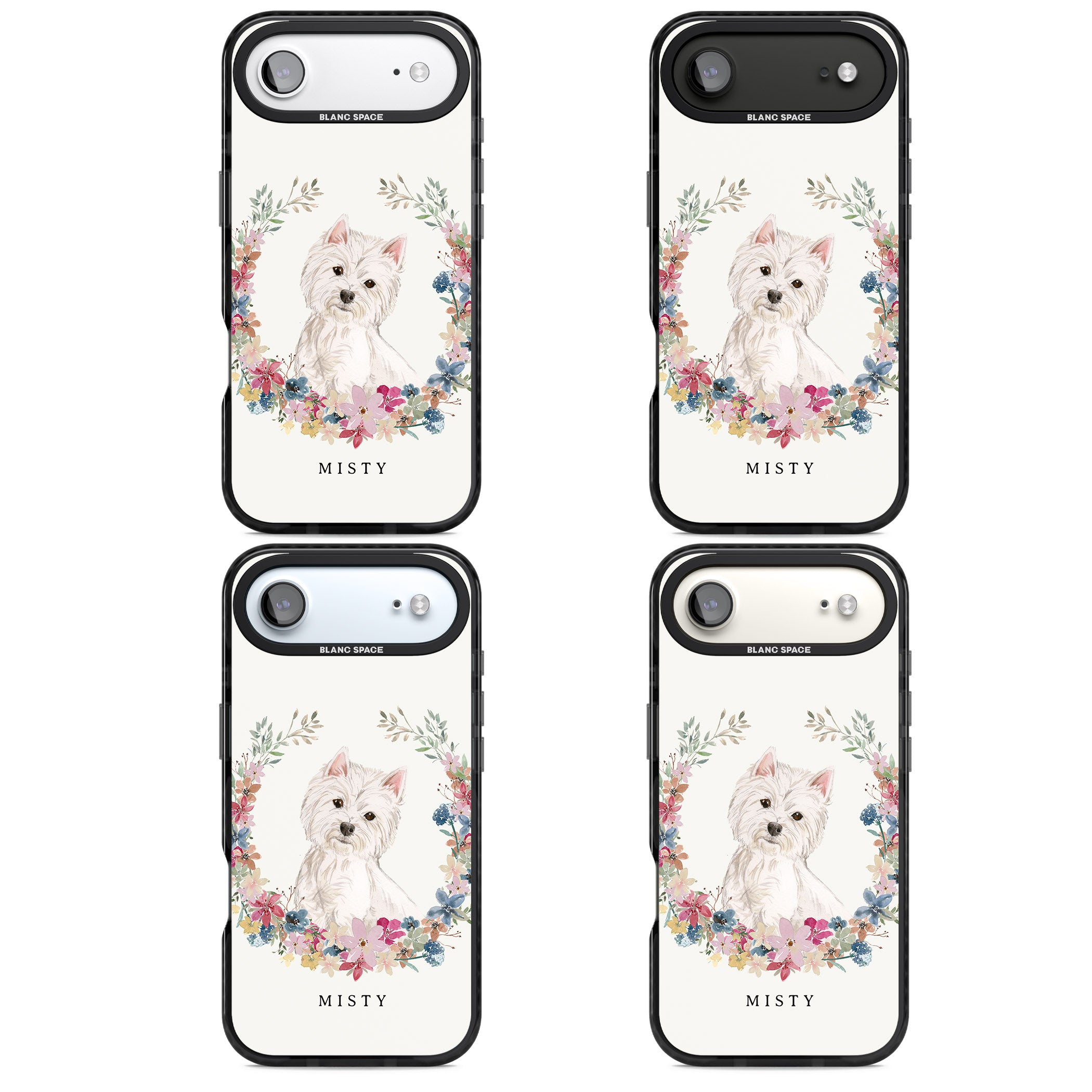 Personalised Westie Floral Portrait iPhone 17 Air Impact Pro Black Phone Case APT Impact Protection