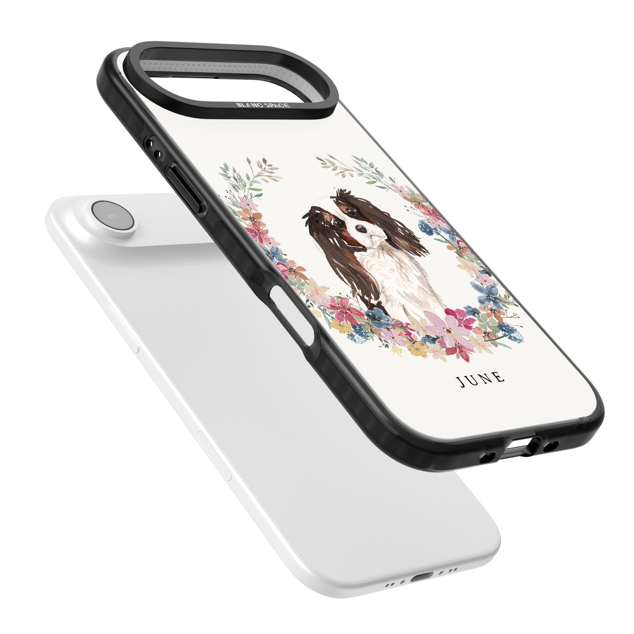 Personalised King Charles Floral Portrait iPhone 17 Air Impact Pro Black Phone Case Colours