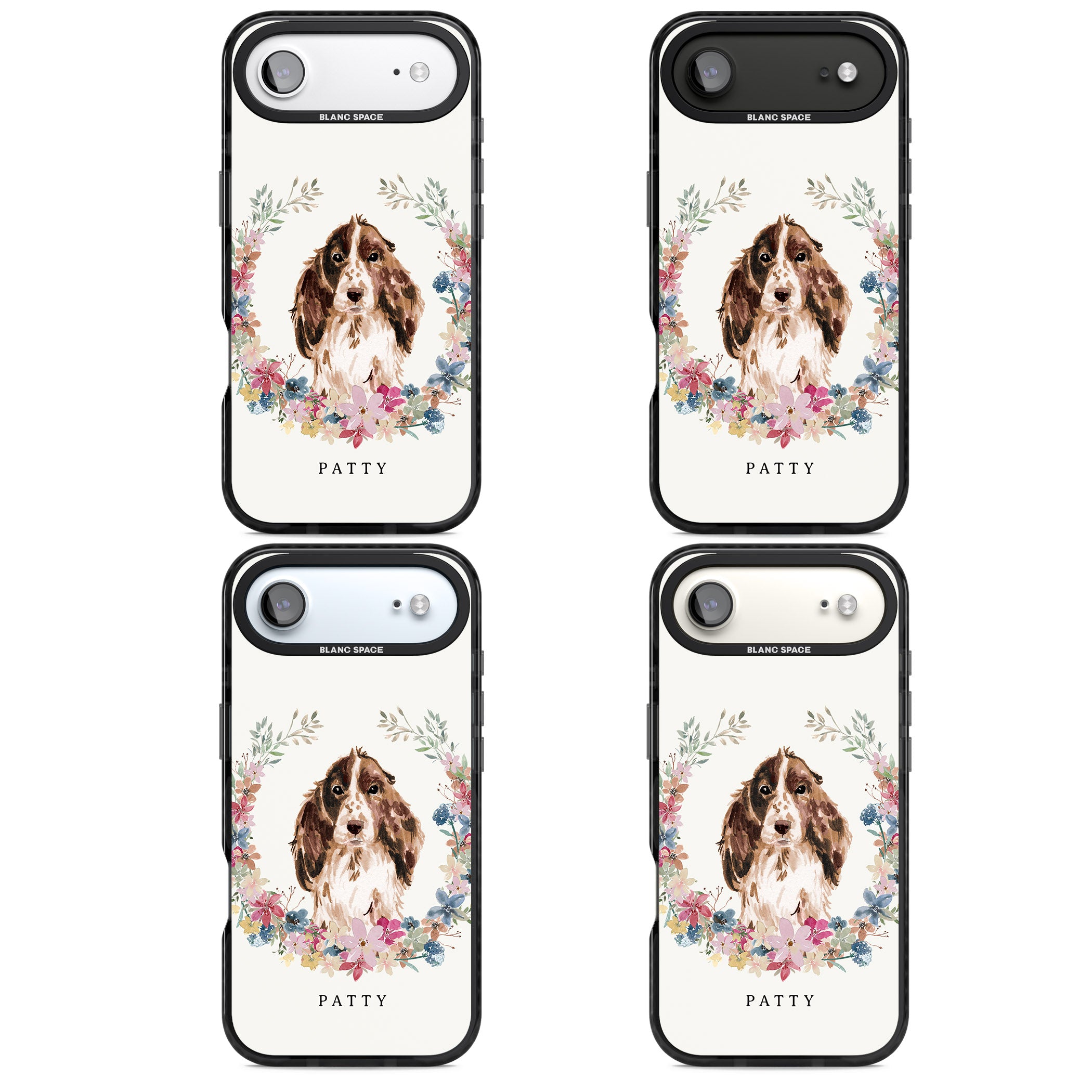 Personalised Cocker Spaniel Floral Portrait iPhone 17 Air Impact Pro Black Phone Case APT Impact Protection
