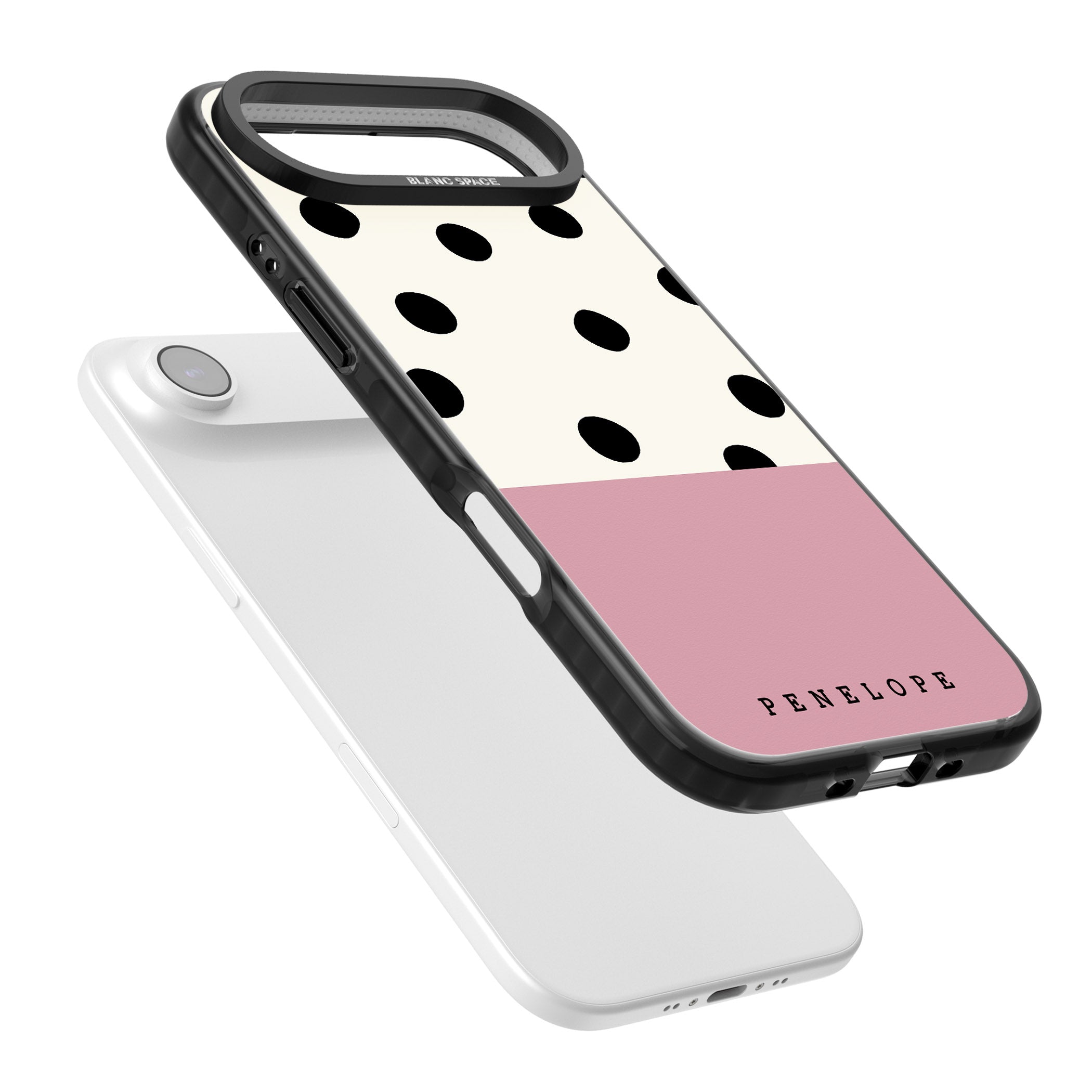 Personalised Pink Border Polka Dot iPhone 17 Air Impact Pro Black Phone Case Colours