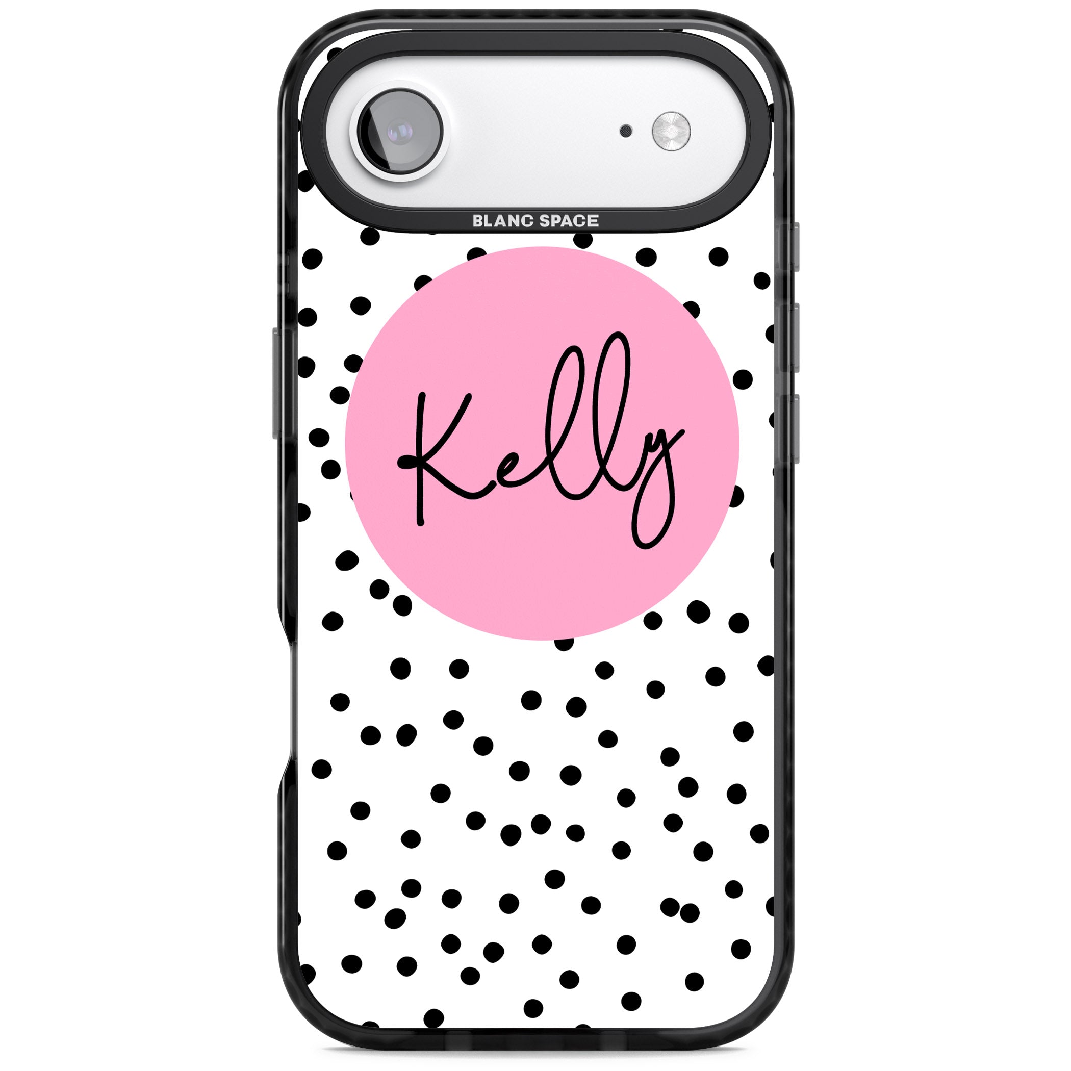 Personalised Pink Circle & Dots iPhone 17 Air Impact Pro Black Phone Case