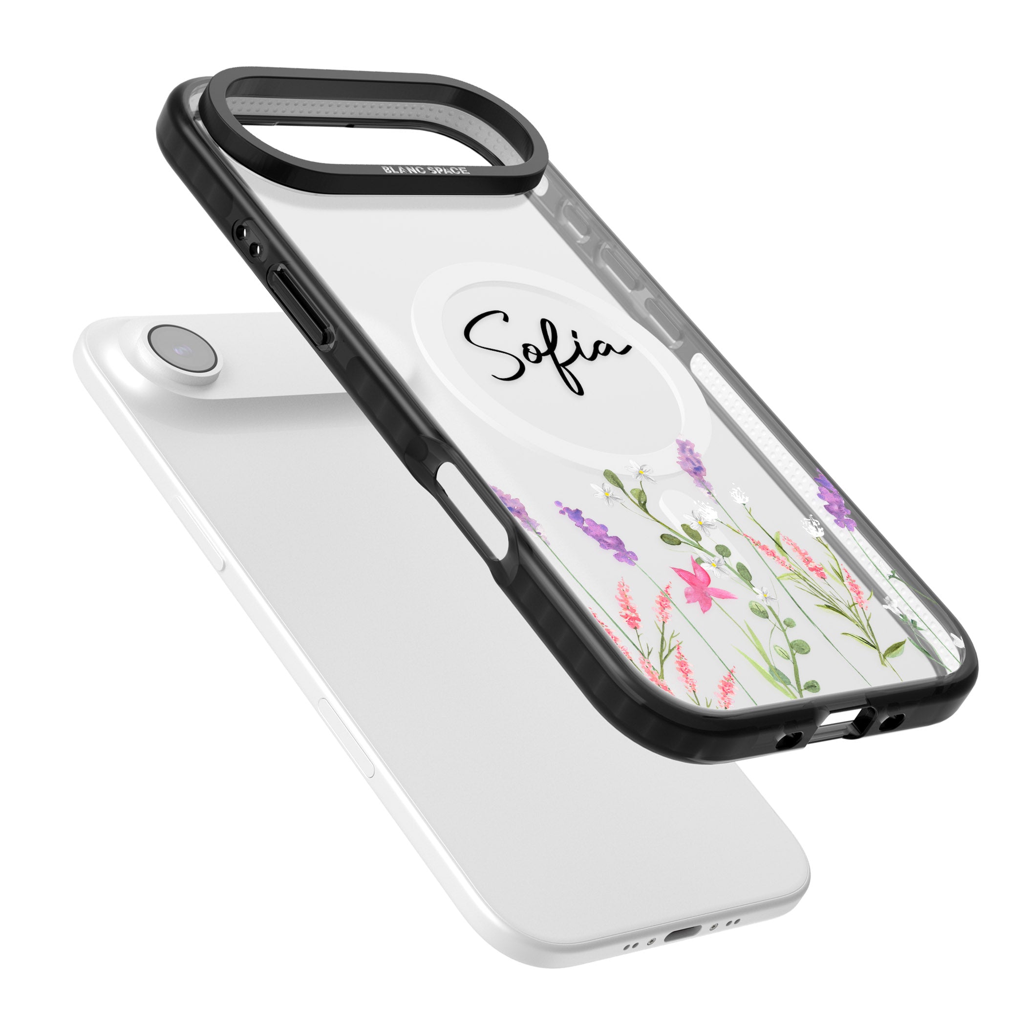 Personalised Lavender Wildflowers iPhone 17 Air Impact Pro Black Phone Case Colours