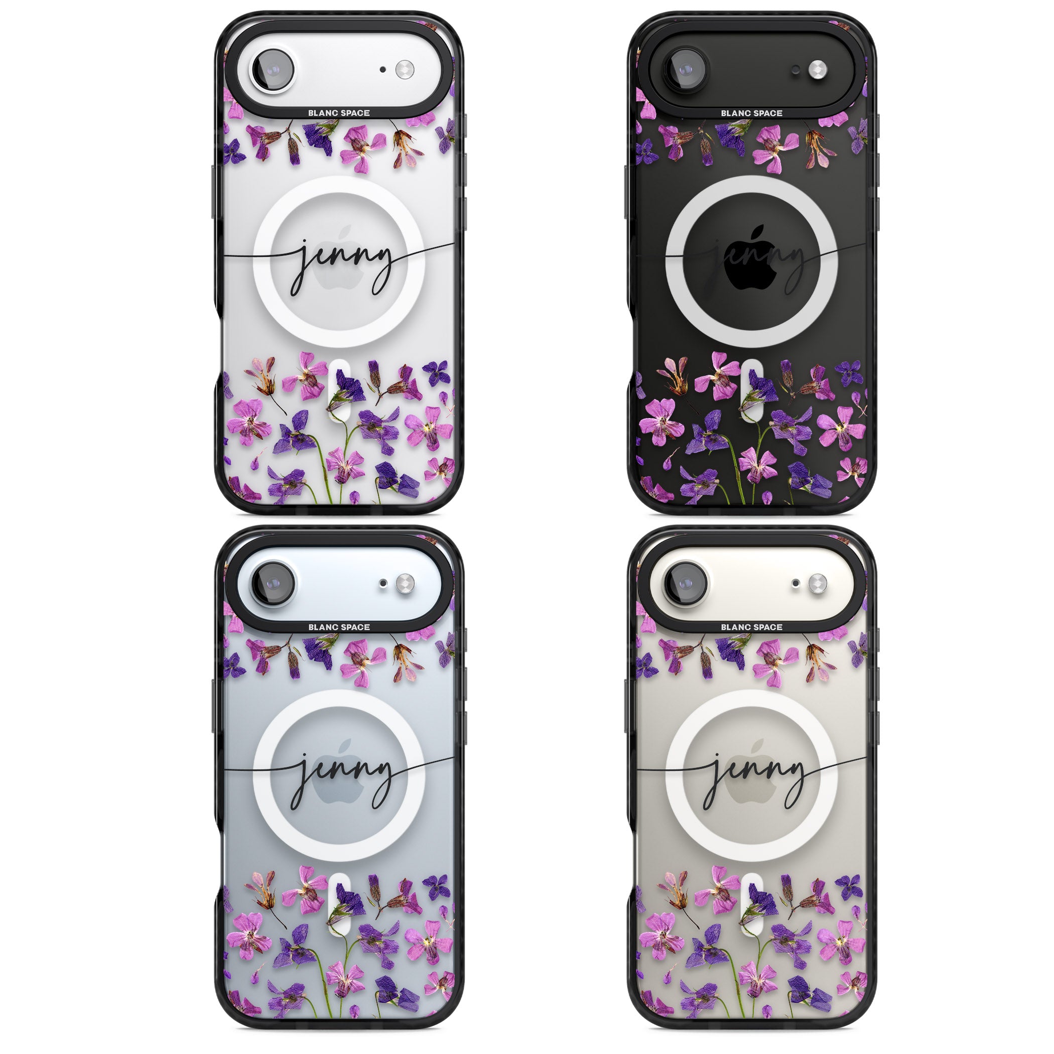 Personalised Purple Violets iPhone 17 Air Impact Pro Black Phone Case APT Impact Protection