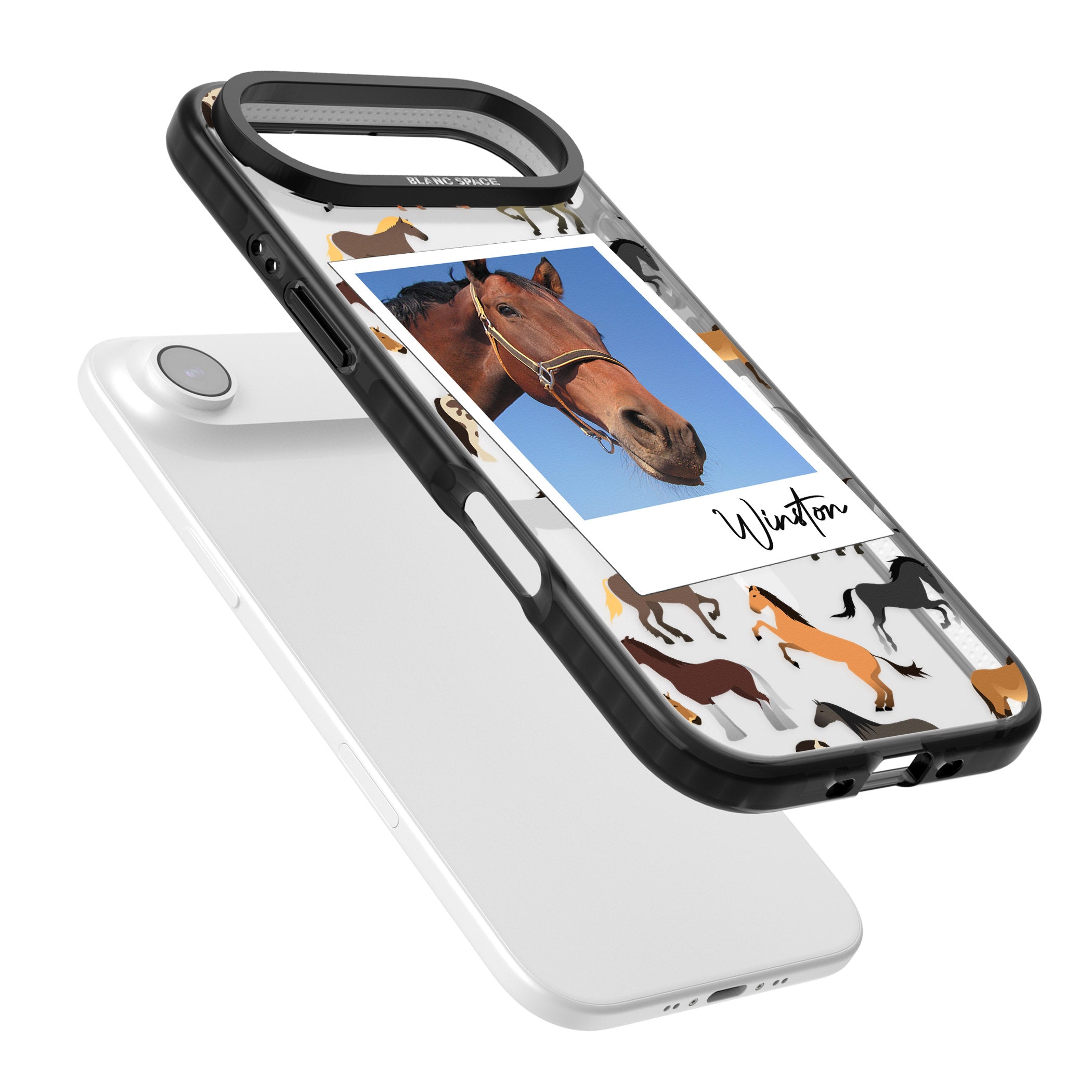 Personalised Horse Polaroid iPhone 17 Air Impact Pro Black Phone Case Colours