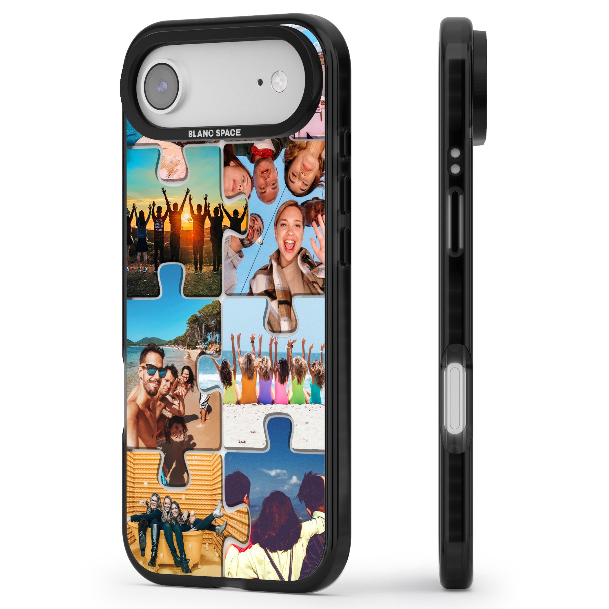 Personalised Jigsaw Photo Grid iPhone 17 Air Impact Pro Black Phone Case Side Profile