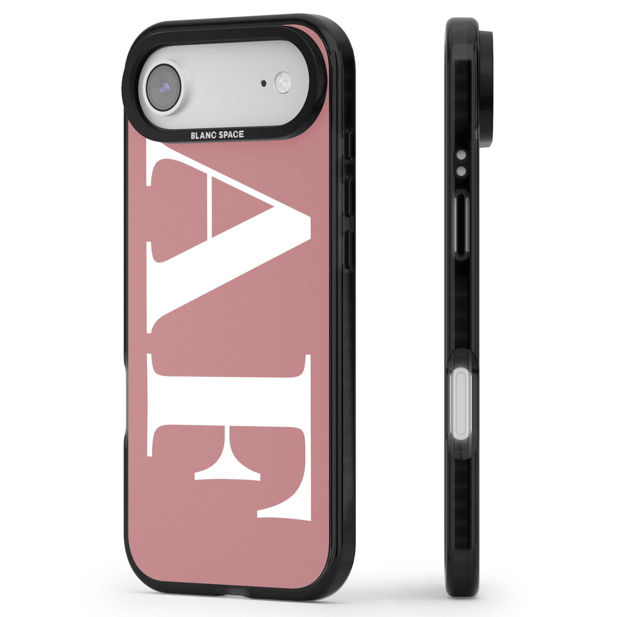 Personalised White & Rose Letters iPhone 17 Air Impact Pro Black Phone Case Side Profile