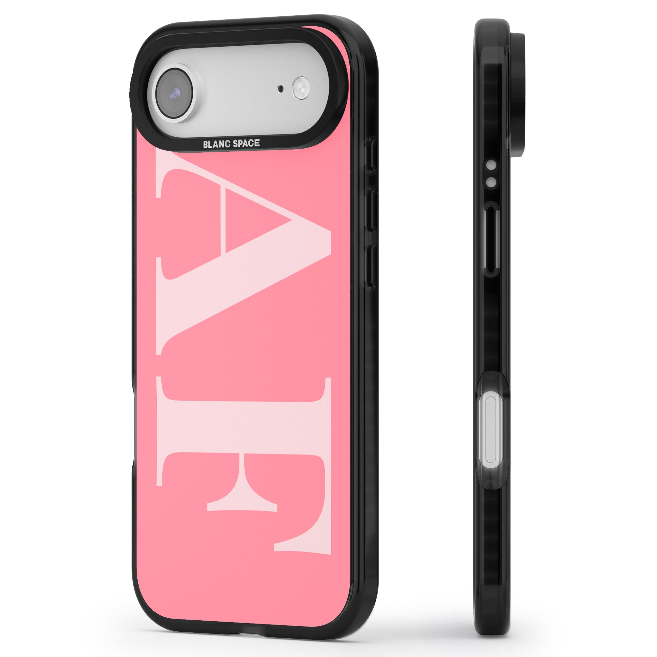 Personalised Light & Dark Pink Green Letters iPhone 17 Air Impact Pro Black Phone Case Side Profile