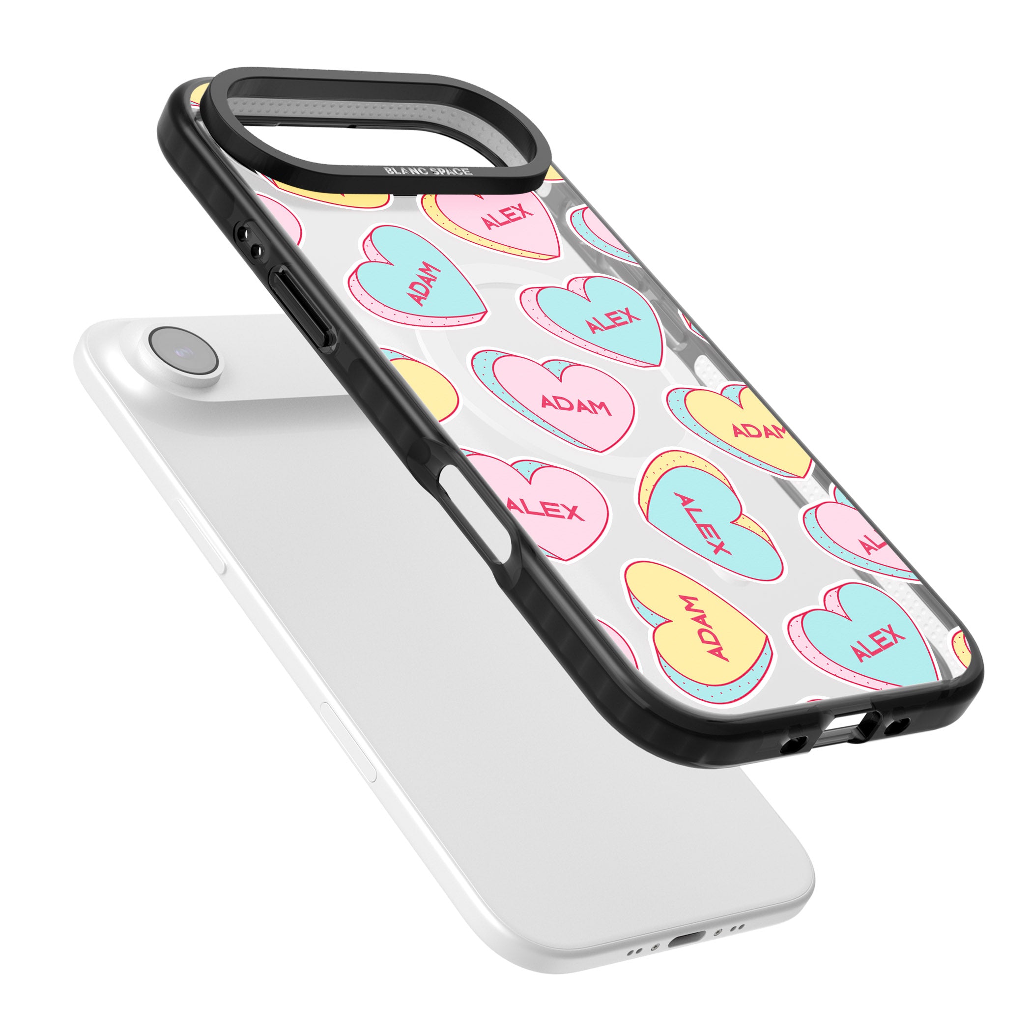 Personalised Love Hearts iPhone 17 Air Impact Pro Black Phone Case Colours