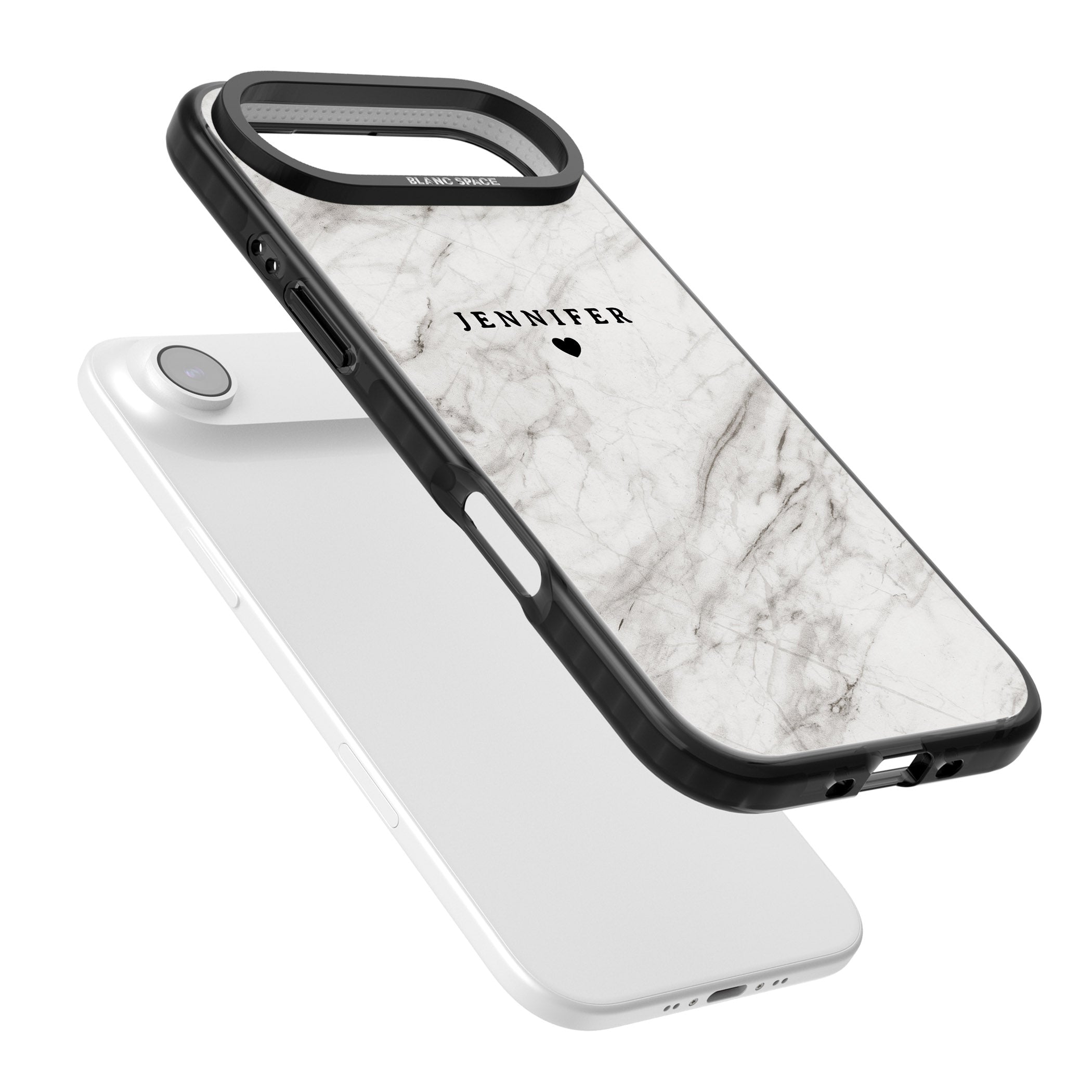 Personalised Light Grey Marble iPhone 17 Air Impact Pro Black Phone Case Colours