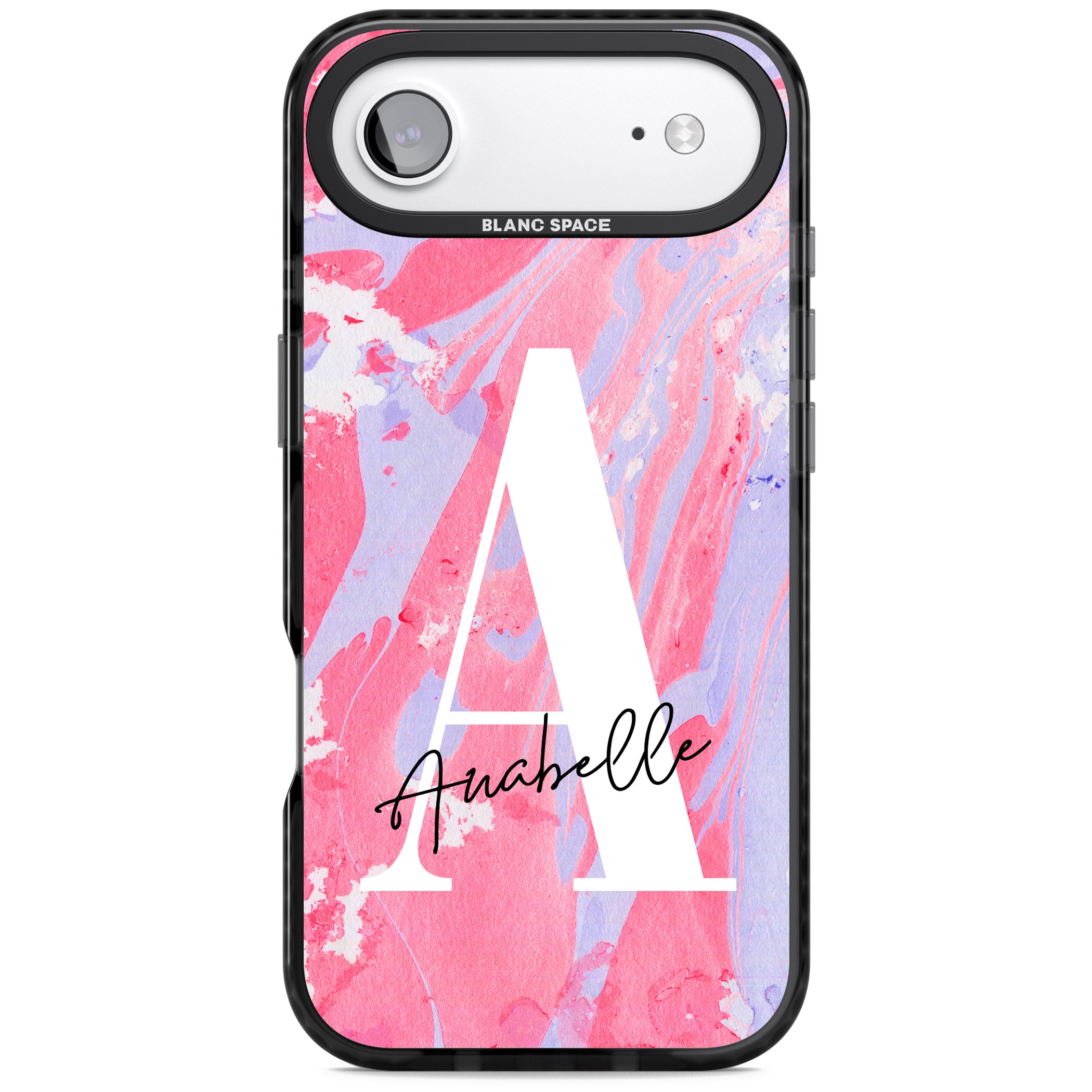 Personalised Pink & Purple Marble iPhone 17 Air Impact Pro Black Phone Case