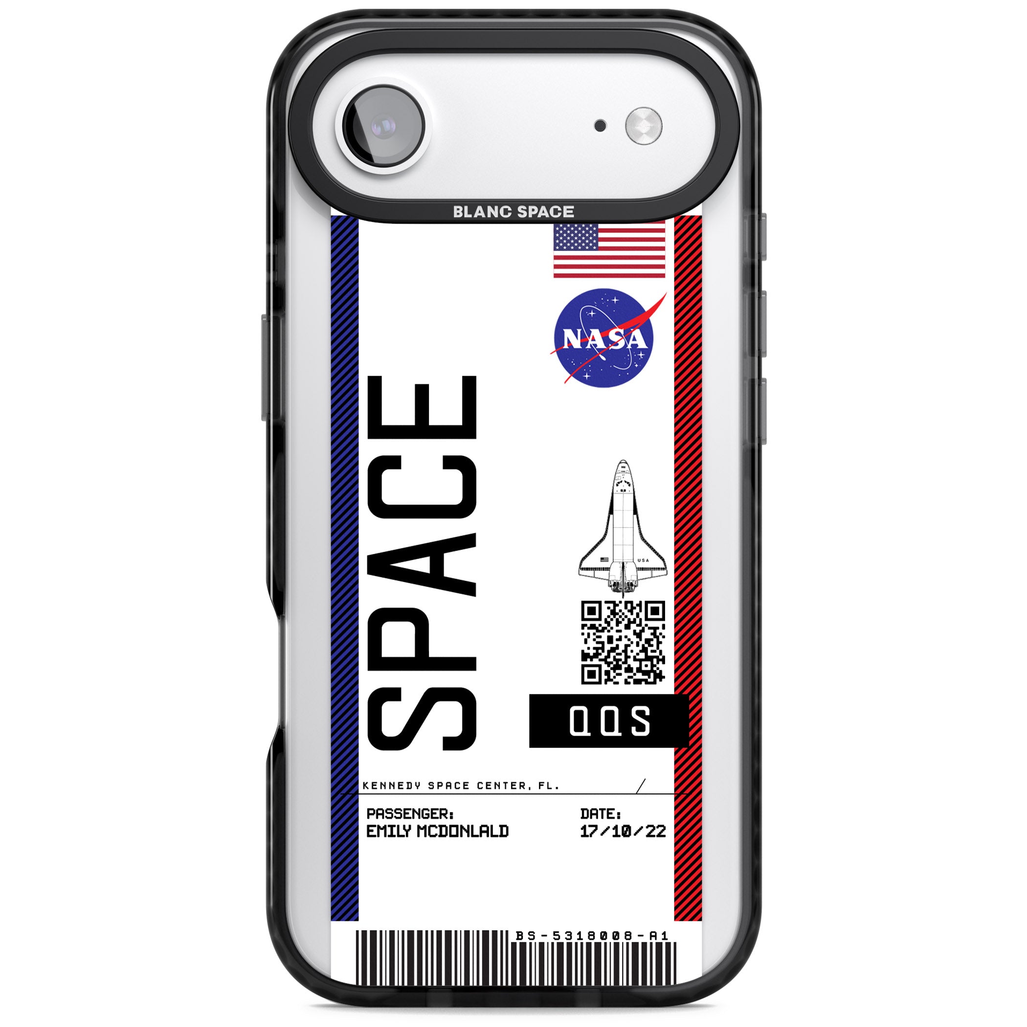 Personalised Nasa Boarding Pass (Light) iPhone 17 Air Impact Pro Black Phone Case