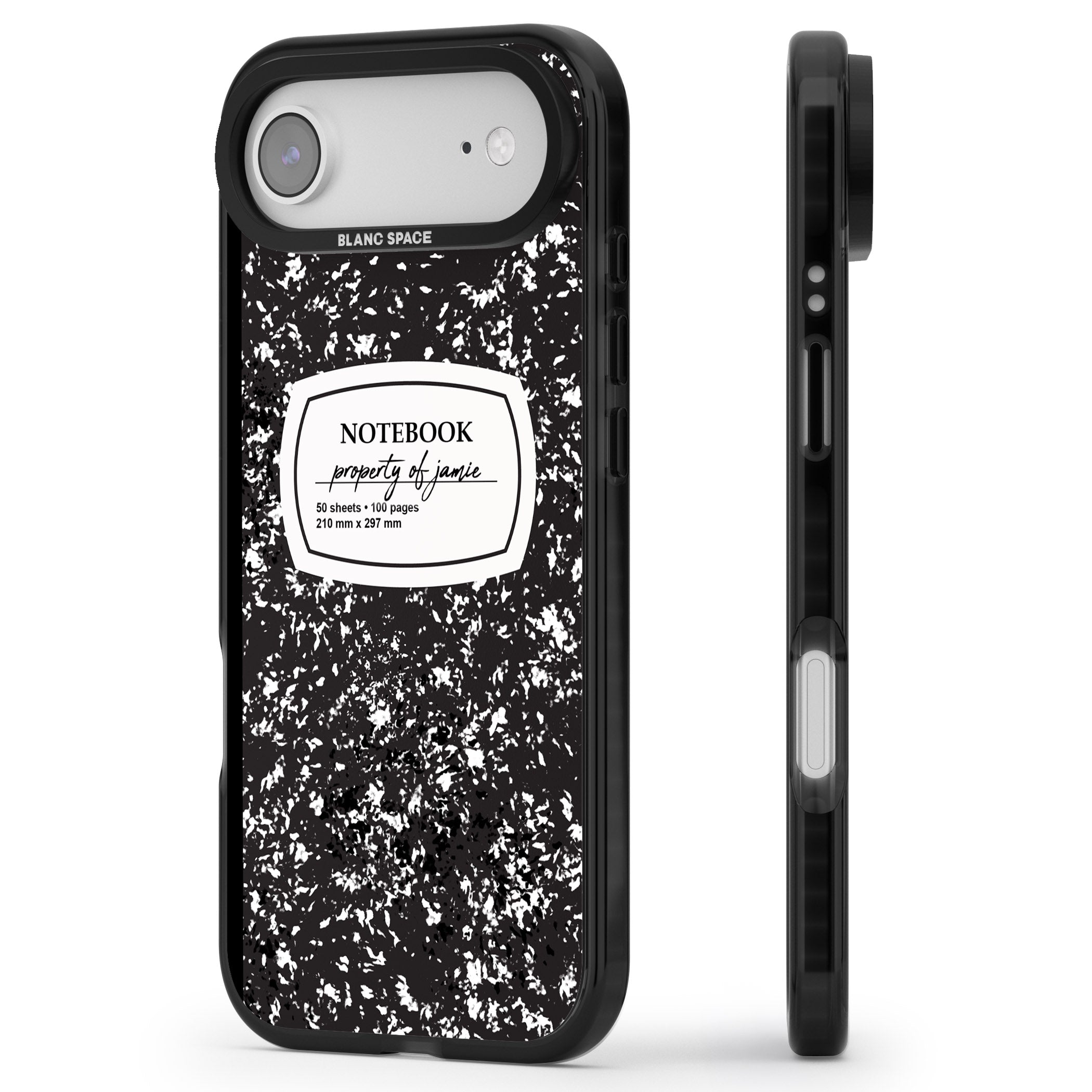 Personalised Classic Composition iPhone 17 Air Impact Pro Black Phone Case Side Profile