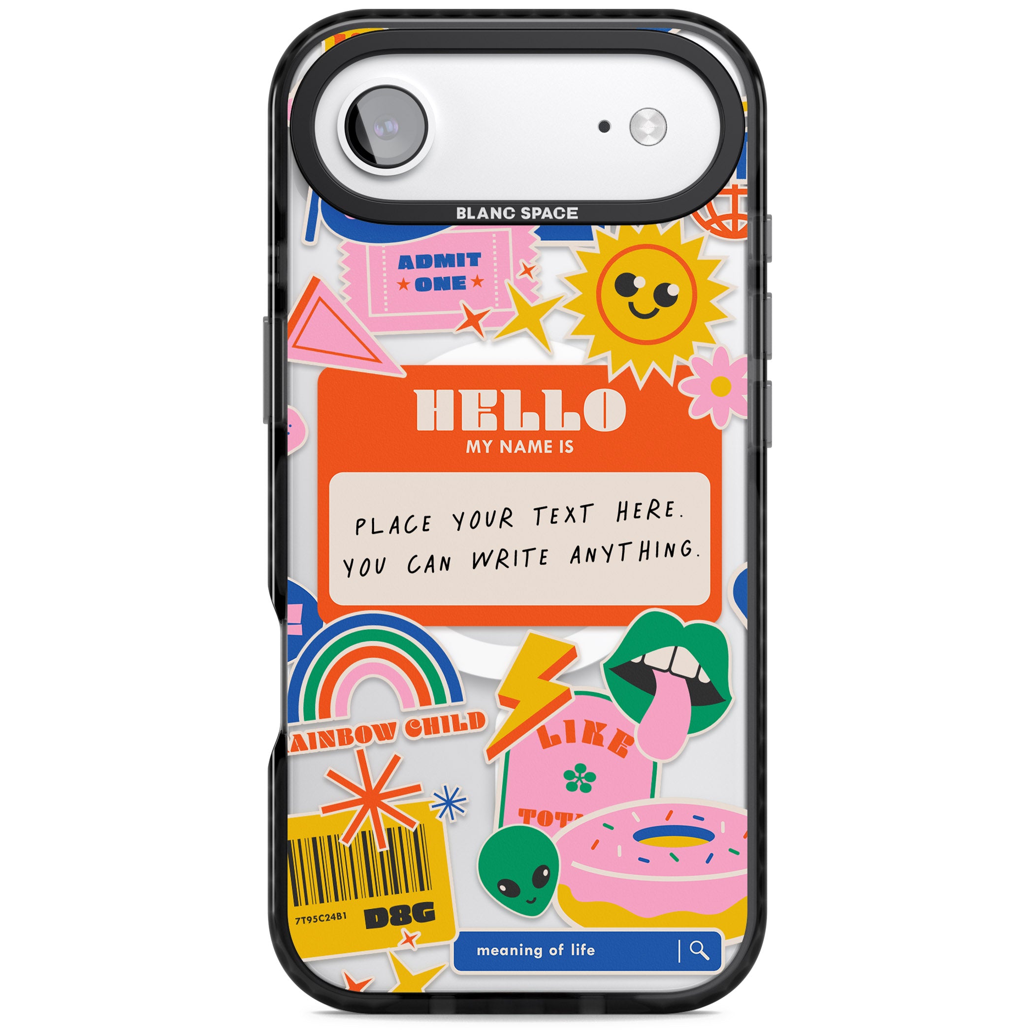 Personalised Retro Vibes Sticker iPhone 17 Air Impact Pro Black Phone Case
