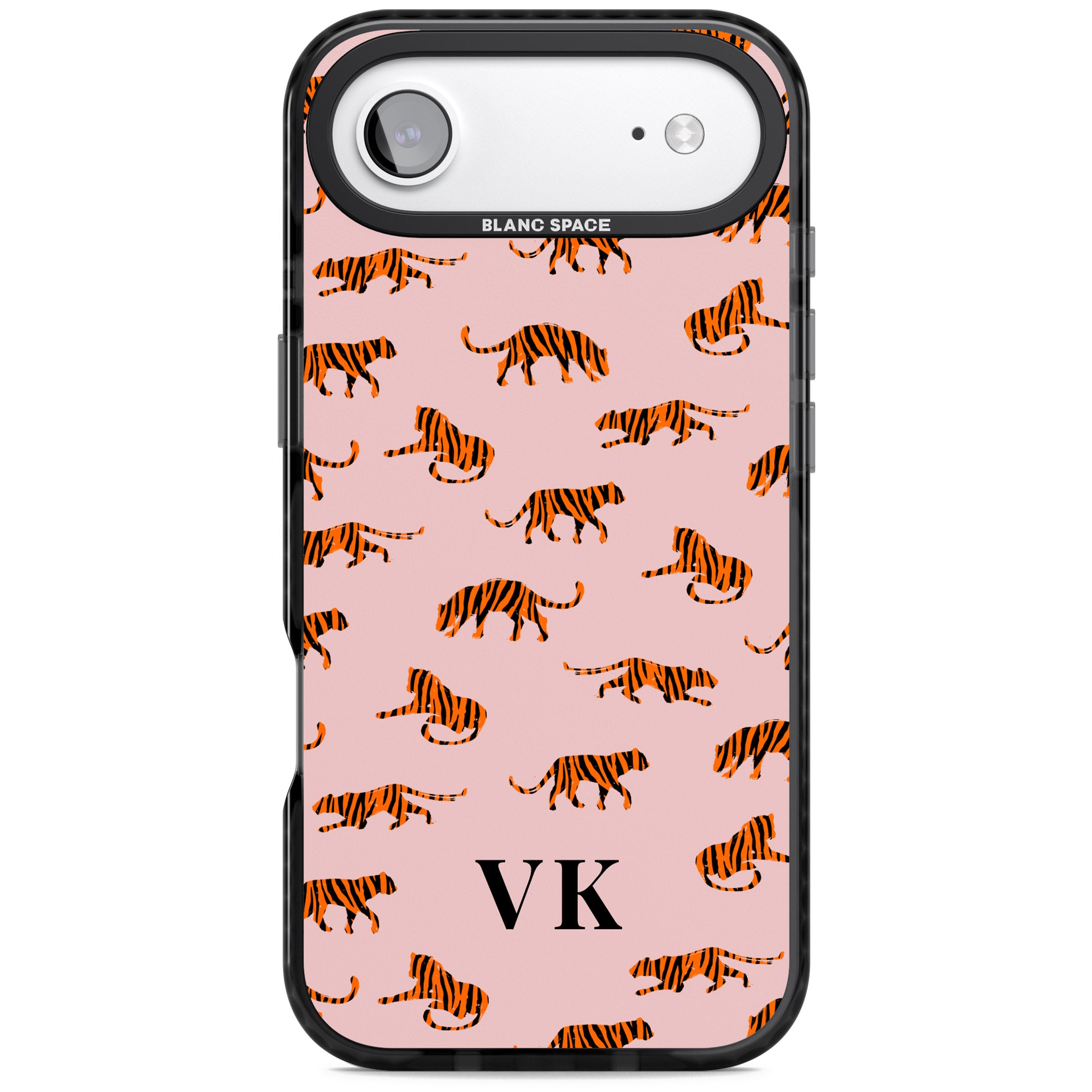 Personalised Pink Safari Tiger Pattern iPhone 17 Air Impact Pro Black Phone Case