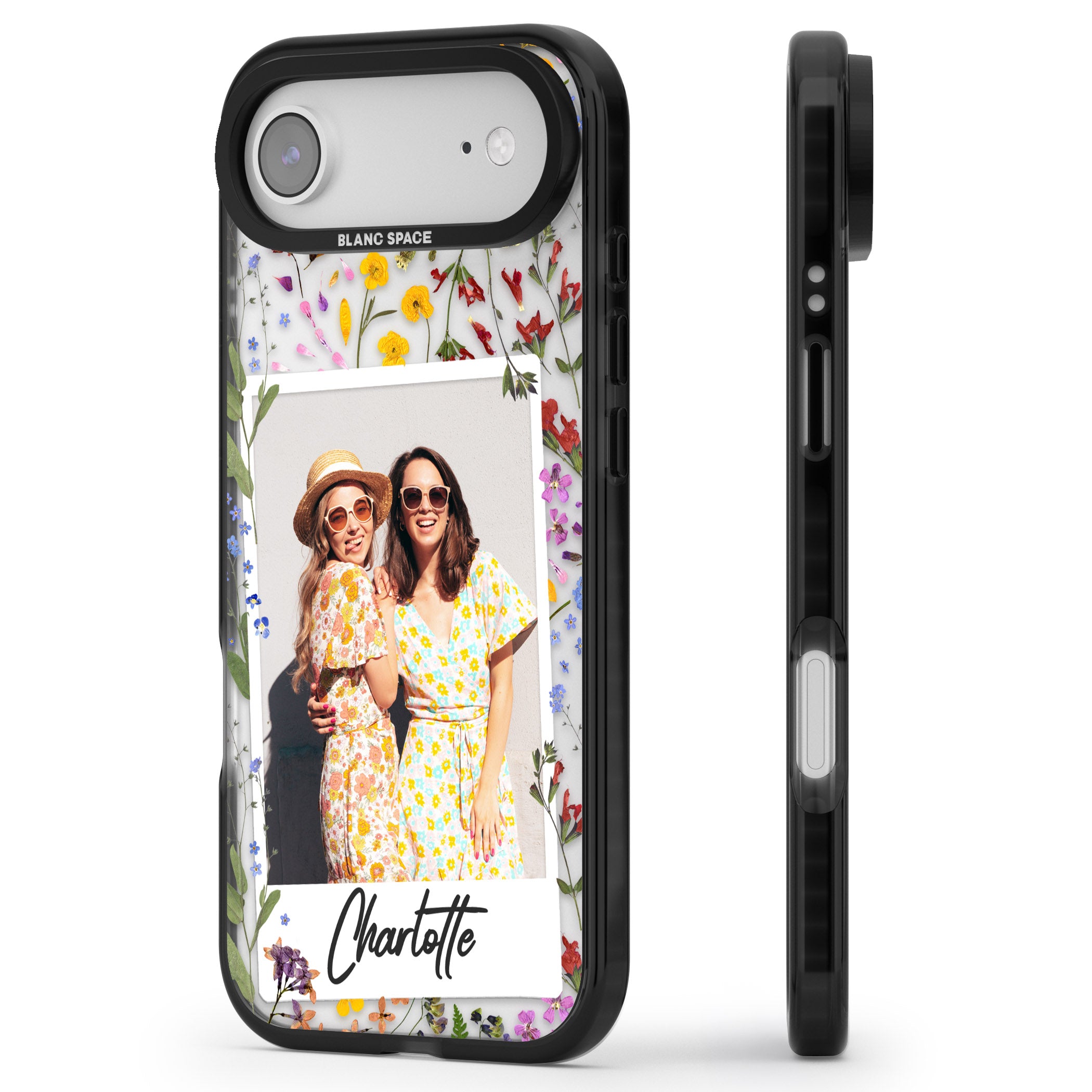 Personalised Wildflower Instant Photo iPhone 17 Air Impact Pro Black Phone Case Side Profile