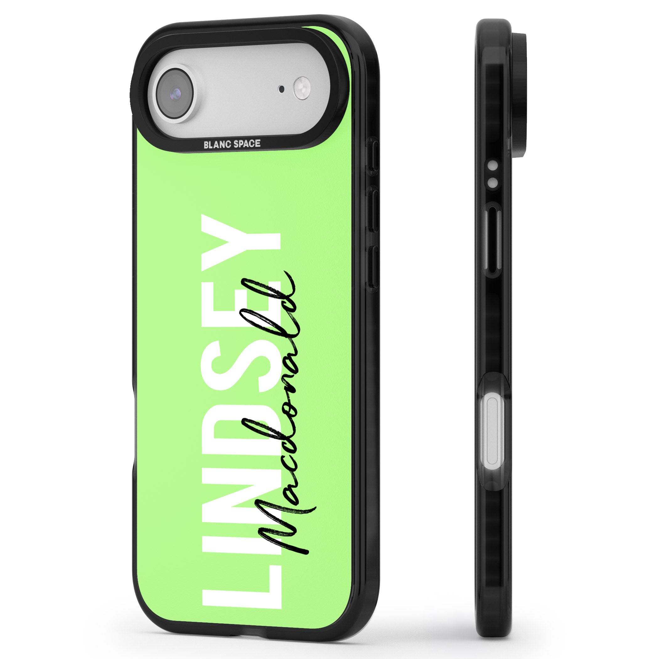 Personalised Bold Name: Lime iPhone 17 Air Impact Pro Black Phone Case Side Profile