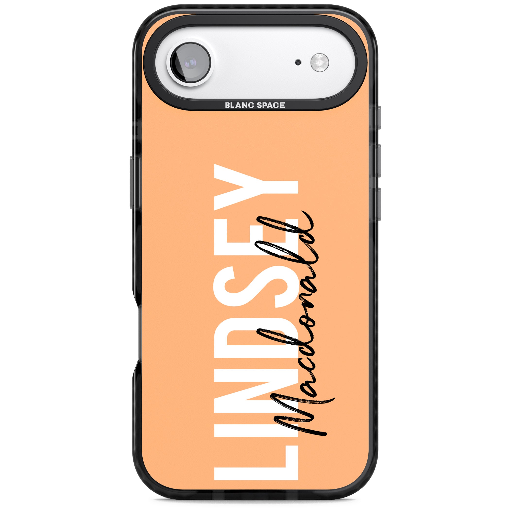 Personalised Bold Name: Peach iPhone 17 Air Impact Pro Black Phone Case