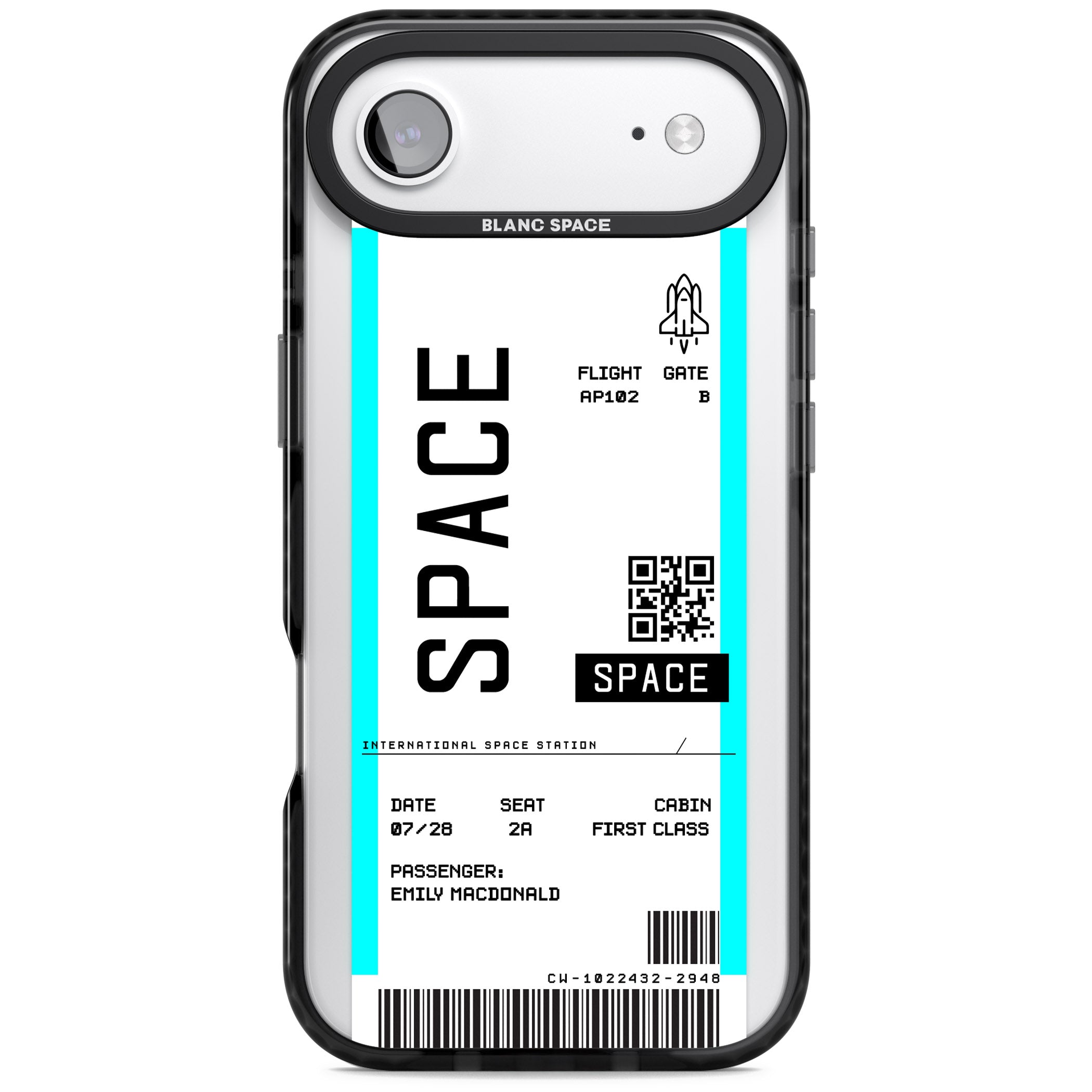 Personalised Space Travel Ticket iPhone 17 Air Impact Pro Black Phone Case