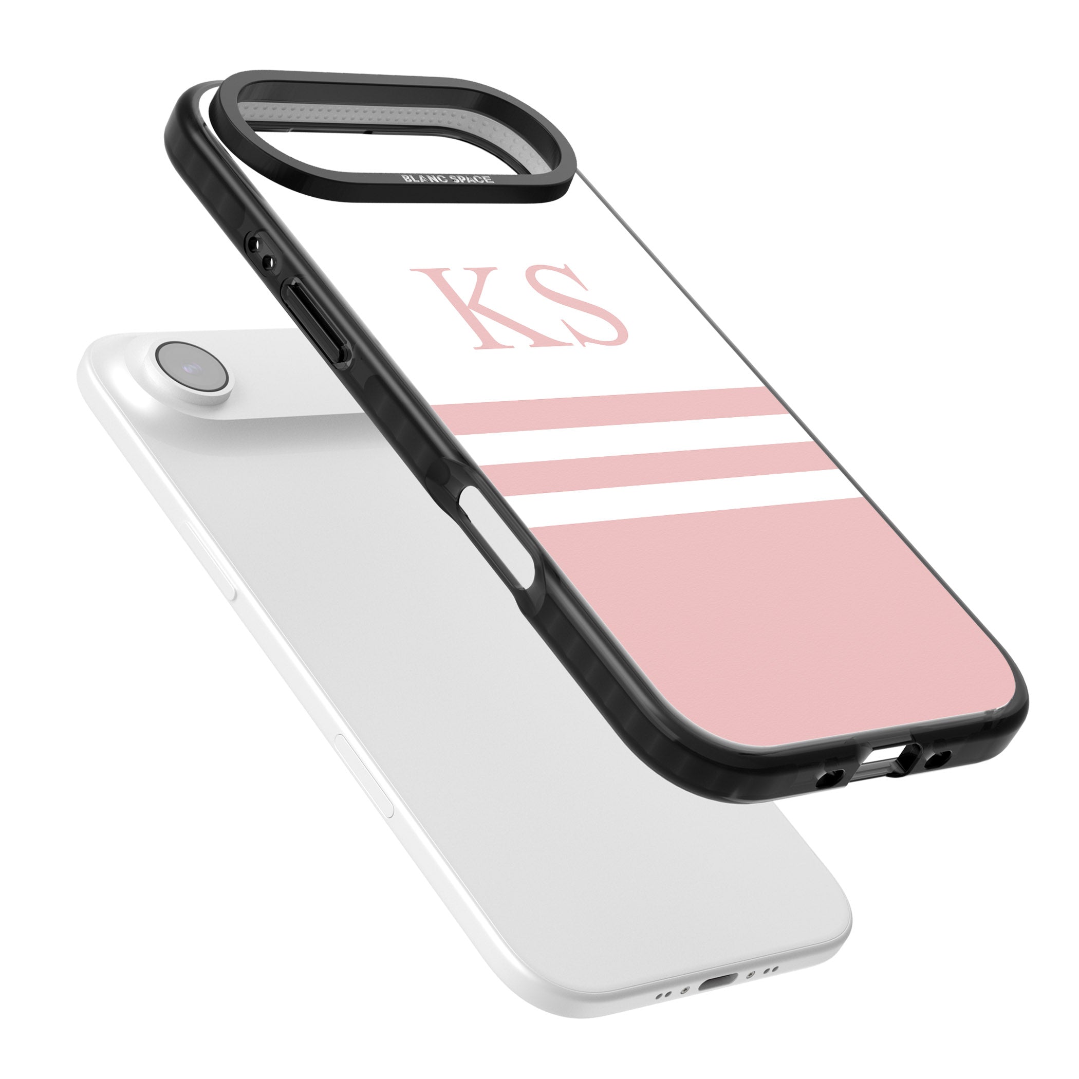 Personalised Pink Stripes & Initials iPhone 17 Air Impact Pro Black Phone Case Colours