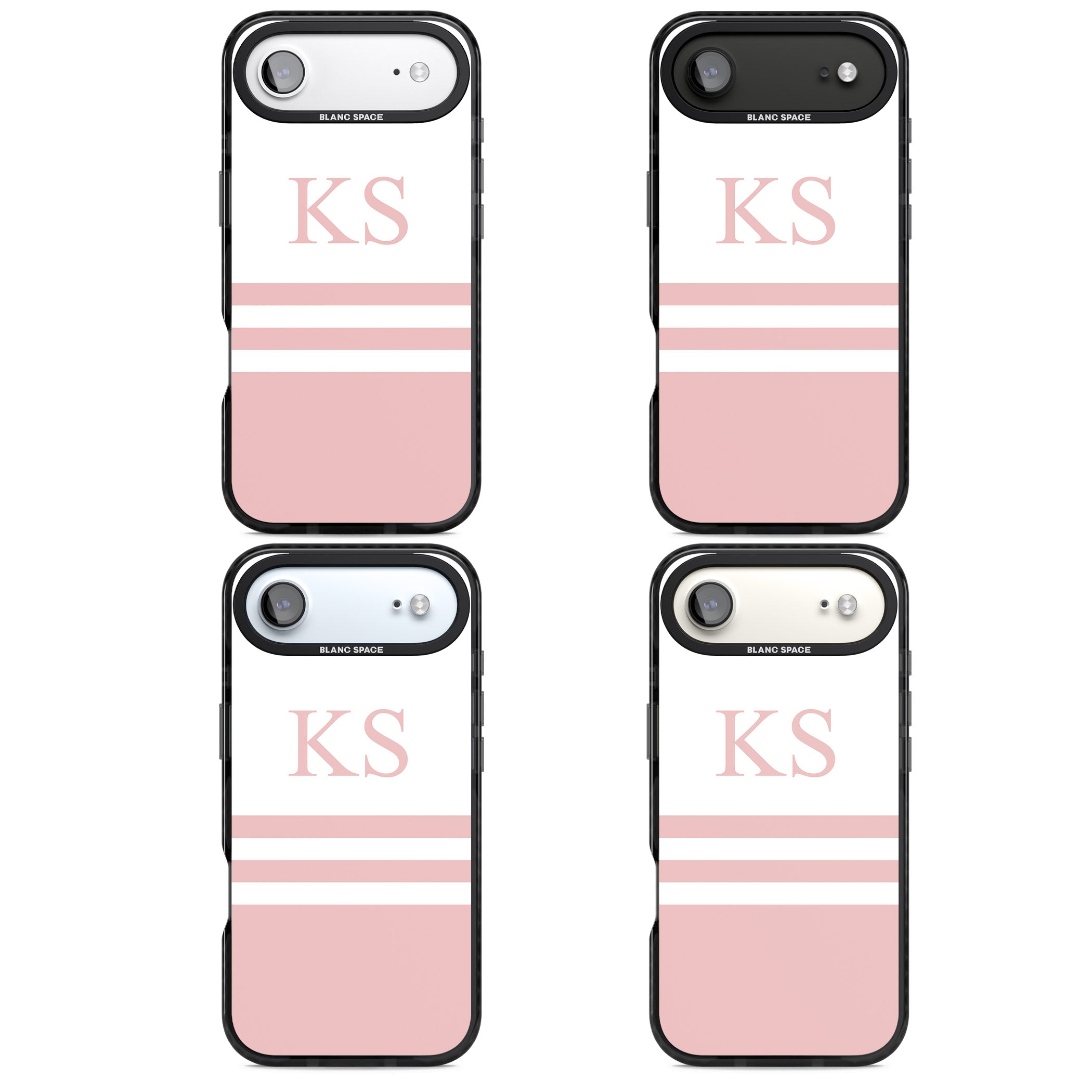 Personalised Pink Stripes & Initials iPhone 17 Air Impact Pro Black Phone Case APT Impact Protection