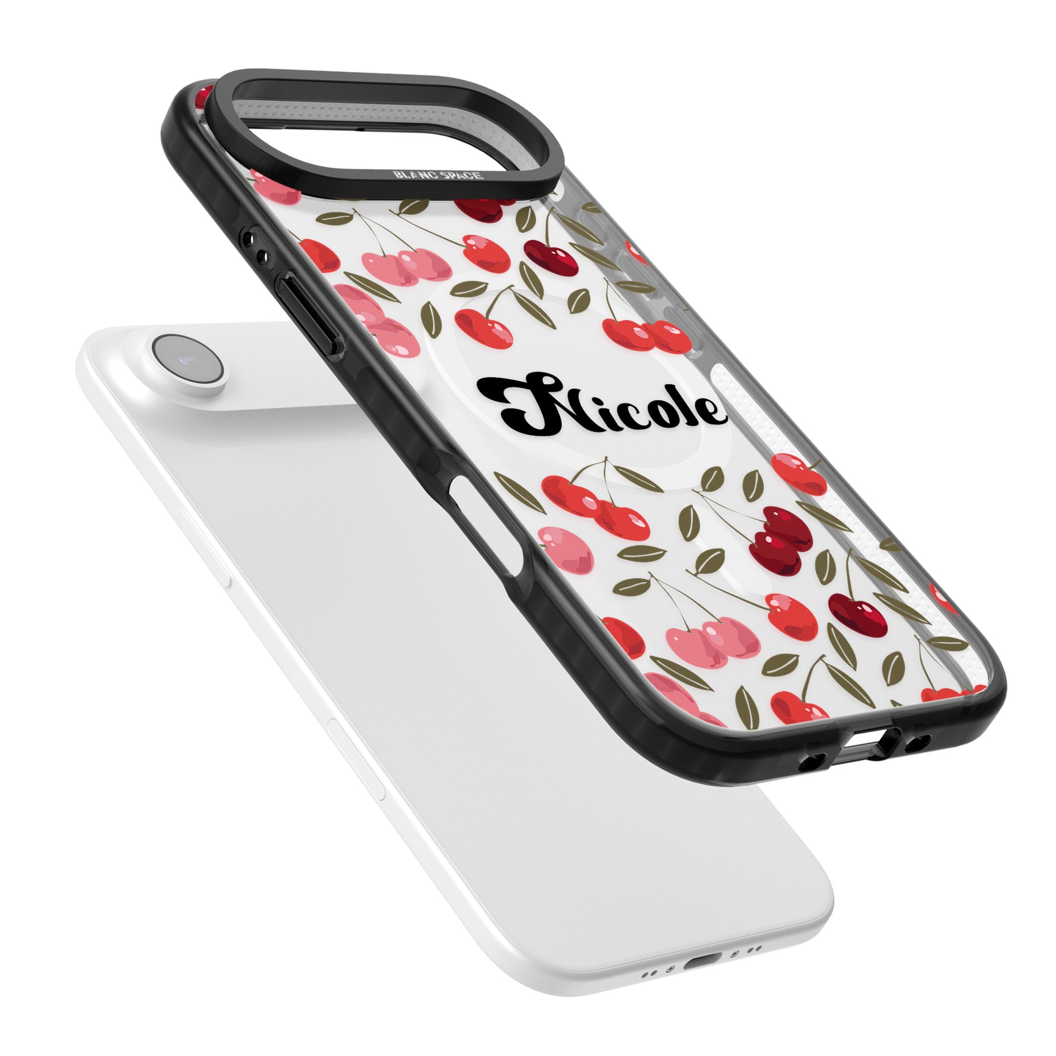 Personalised Cherry Pattern iPhone 17 Air Impact Pro Black Phone Case Colours