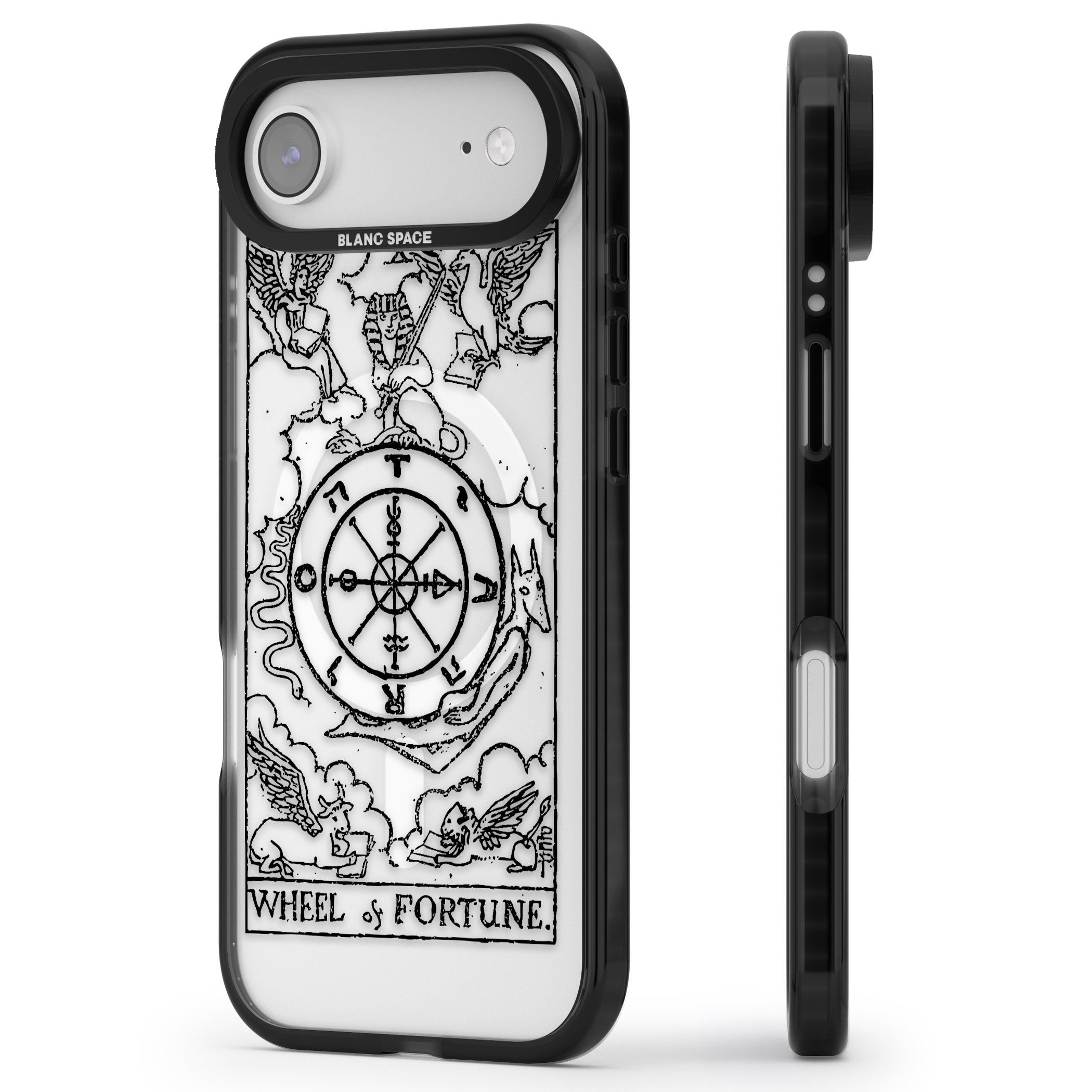 Personalised Wheel Of Fortune Tarot Transparent iPhone 17 Air Impact Pro Black Phone Case Side Profile