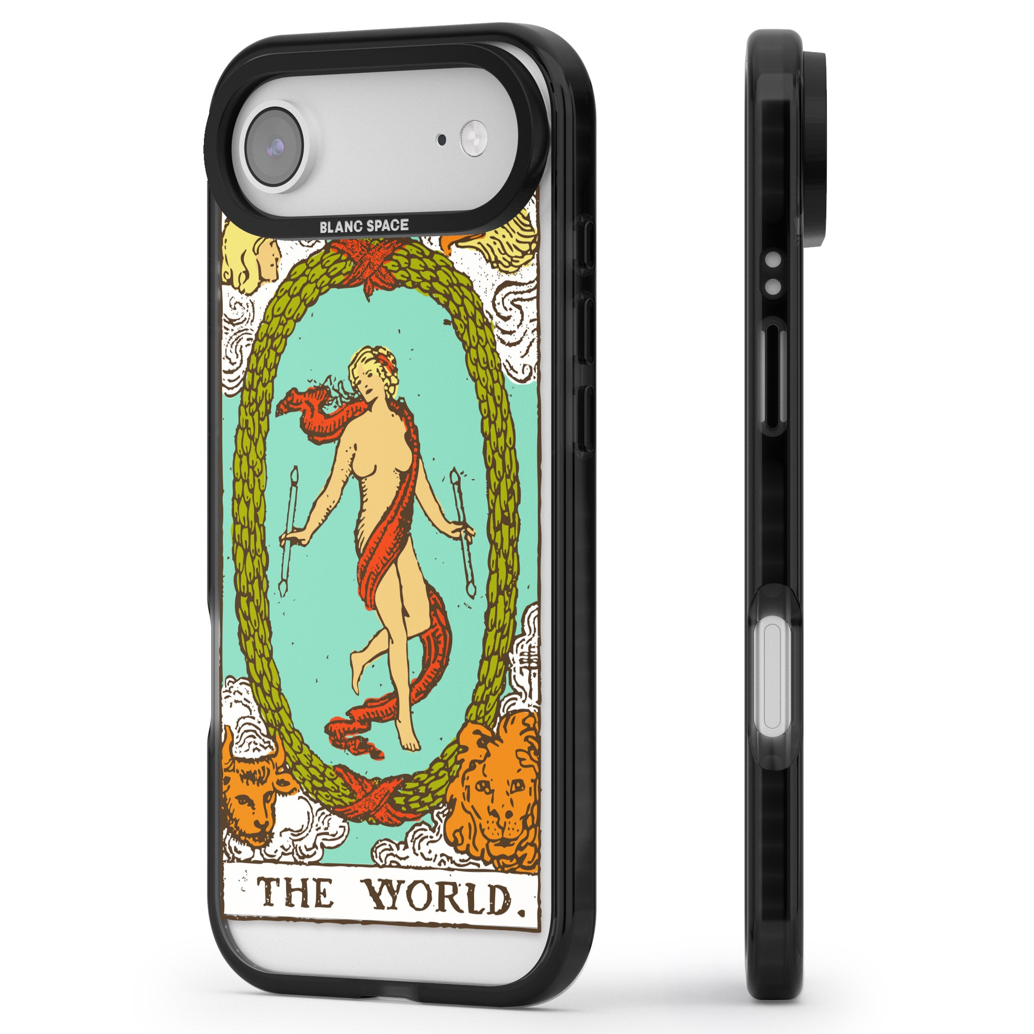 Personalised The World Tarot Card (Color) iPhone 17 Air Impact Pro Black Phone Case Side Profile