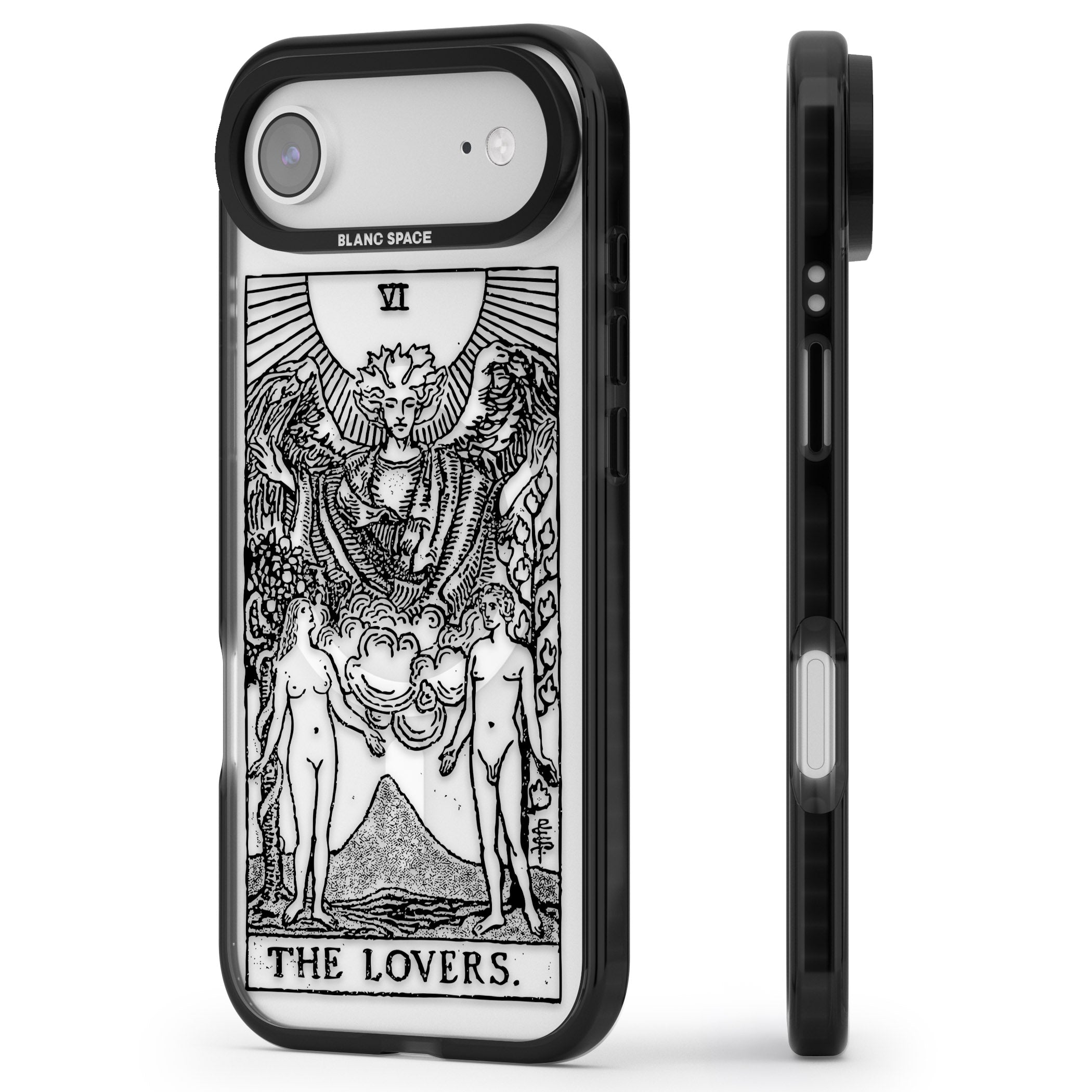 Personalised The Lovers Tarot Card (Clear) iPhone 17 Air Impact Pro Black Phone Case Side Profile