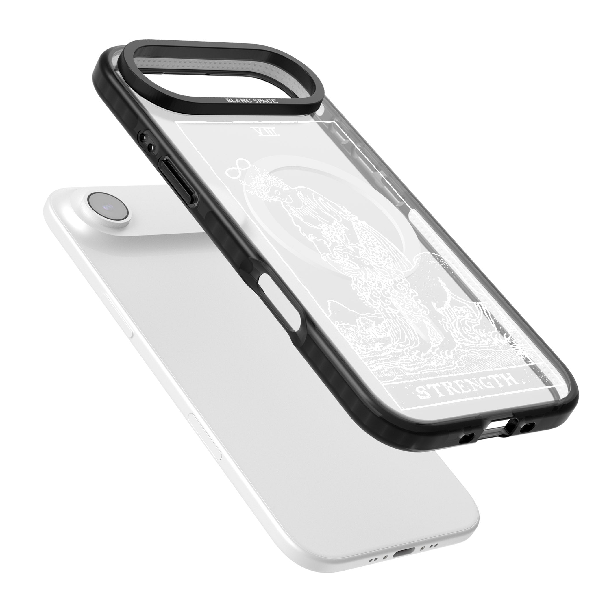 Personalised Strength Tarot Card (White) iPhone 17 Air Impact Pro Black Phone Case Colours