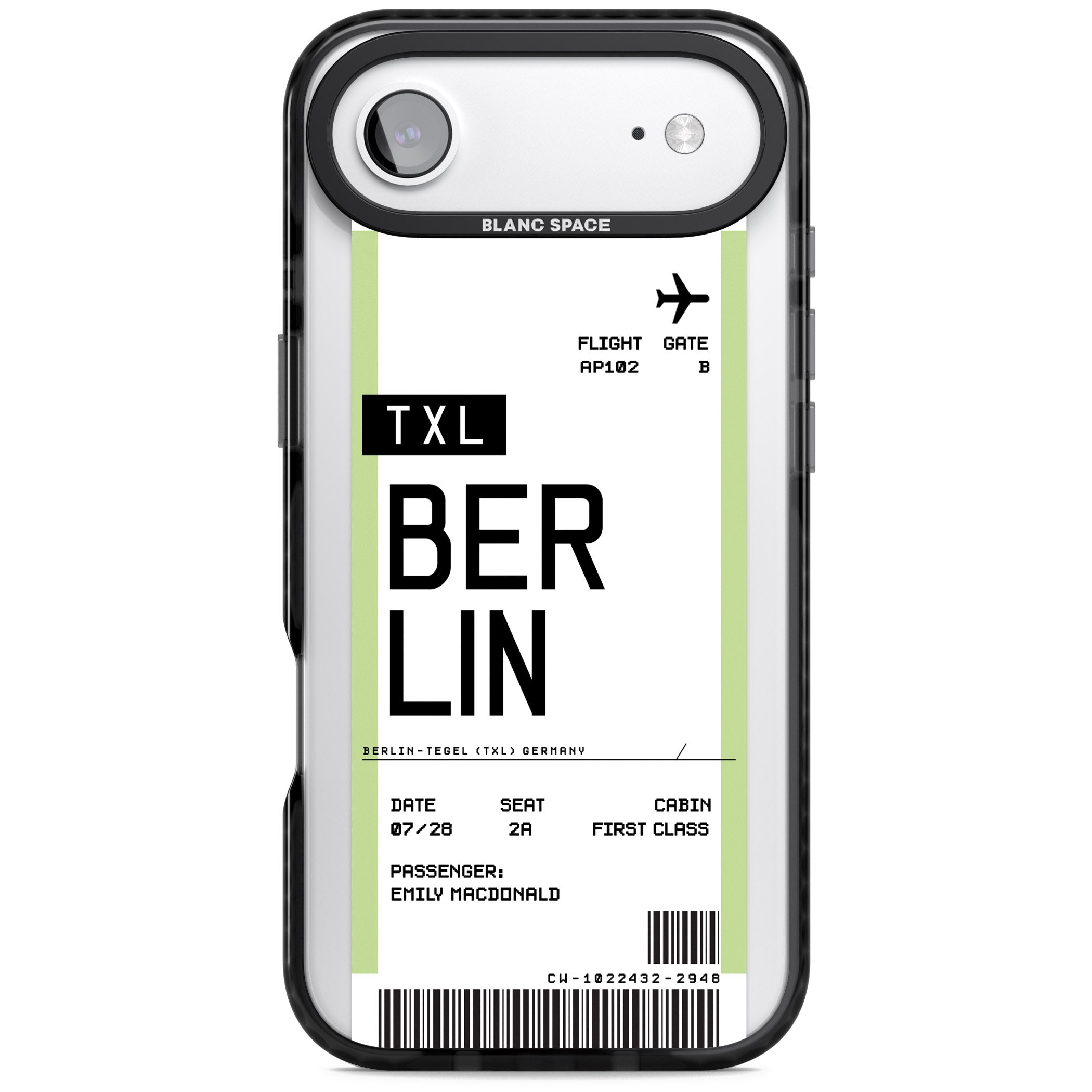 Personalised Berlin Boarding Pass iPhone 17 Air Impact Pro Black Phone Case