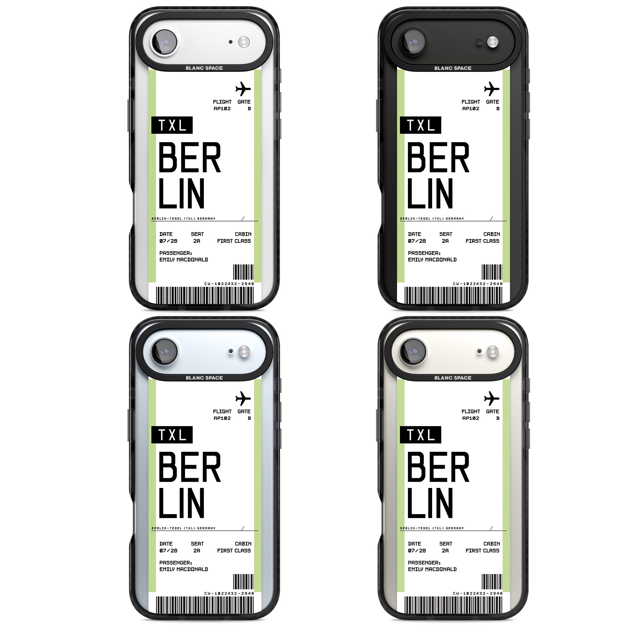 Personalised Berlin Boarding Pass iPhone 17 Air Impact Pro Black Phone Case APT Impact Protection