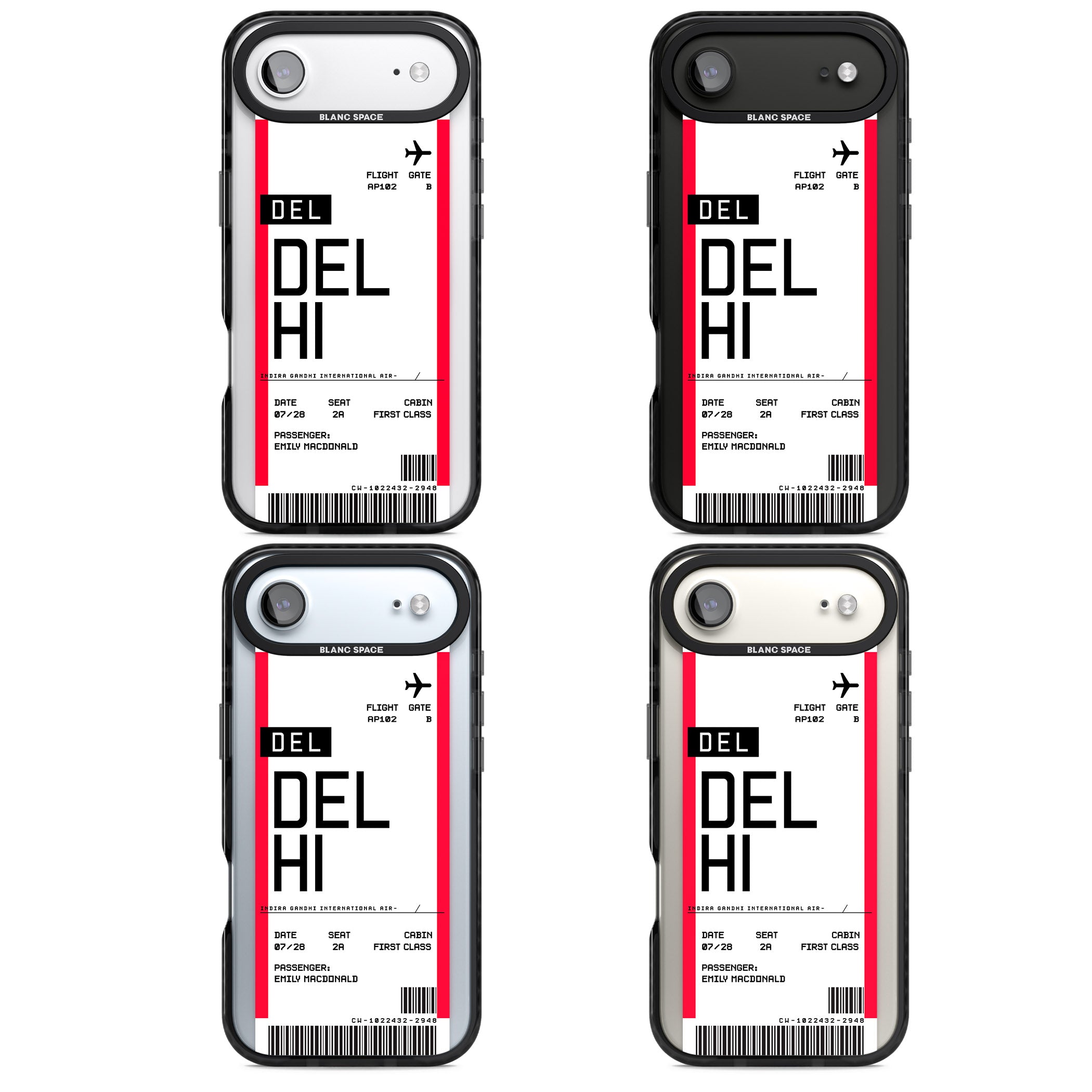Personalised Delhi Boarding Pass iPhone 17 Air Impact Pro Black Phone Case APT Impact Protection